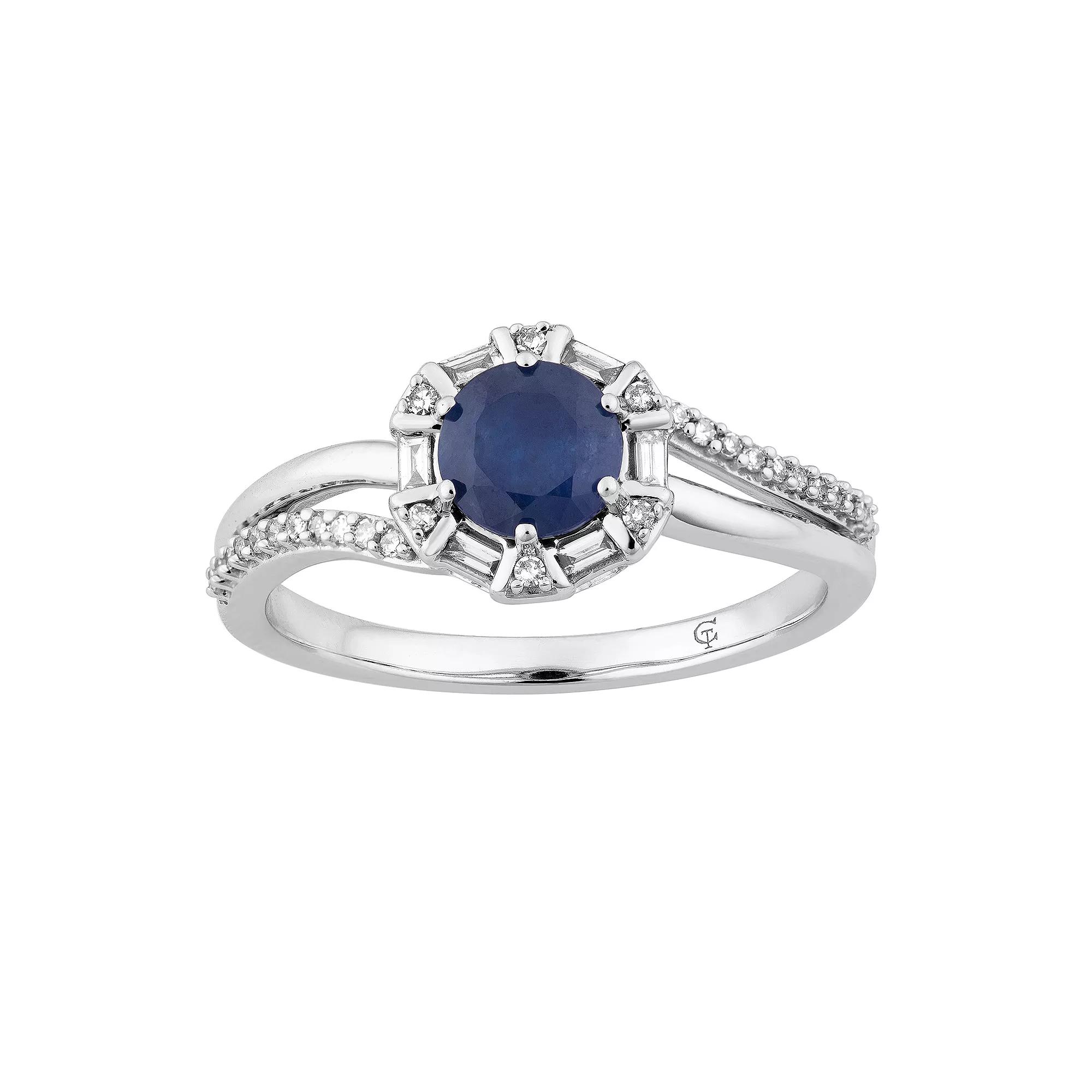 LOVEABLES 10k White Gold Sapphire & 1/5 Carat T.W. Diamond Ring, Women's,  Product Image