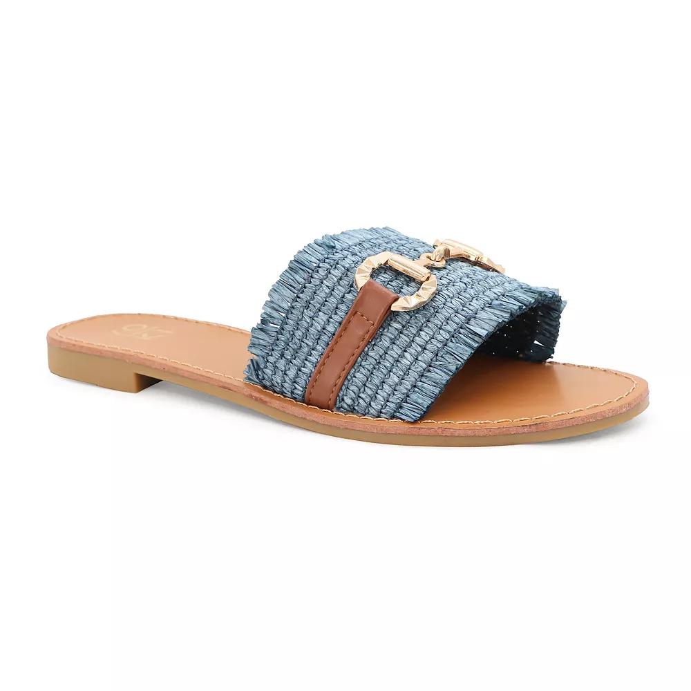 Yoki KARMEN-20 Raffia Woven Flat Buckle Women's Slide Sandals,  Product Image