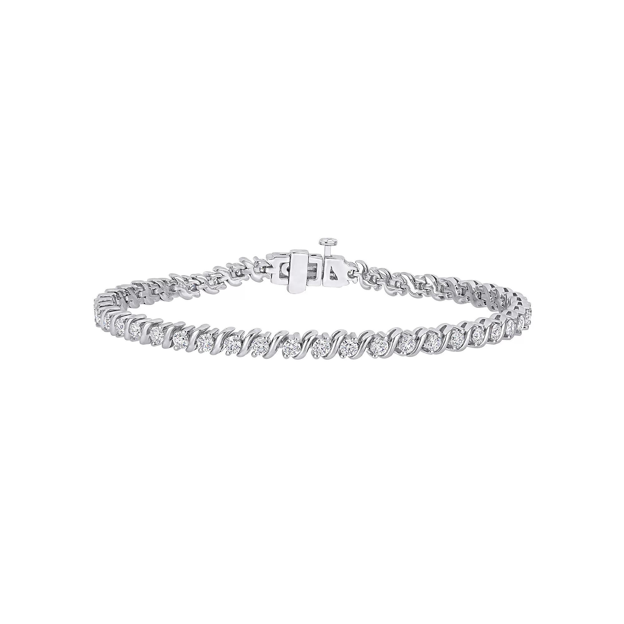 Stella Grace Sterling Silver 2 4/5 Carat T.W. Lab Created Moissanite Tennis Bracelet, Women's, Size: 7.25" Product Image