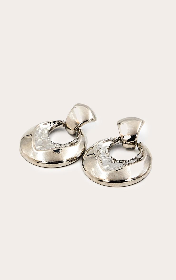 Silver Hammered Door Knocker Earrings Product Image