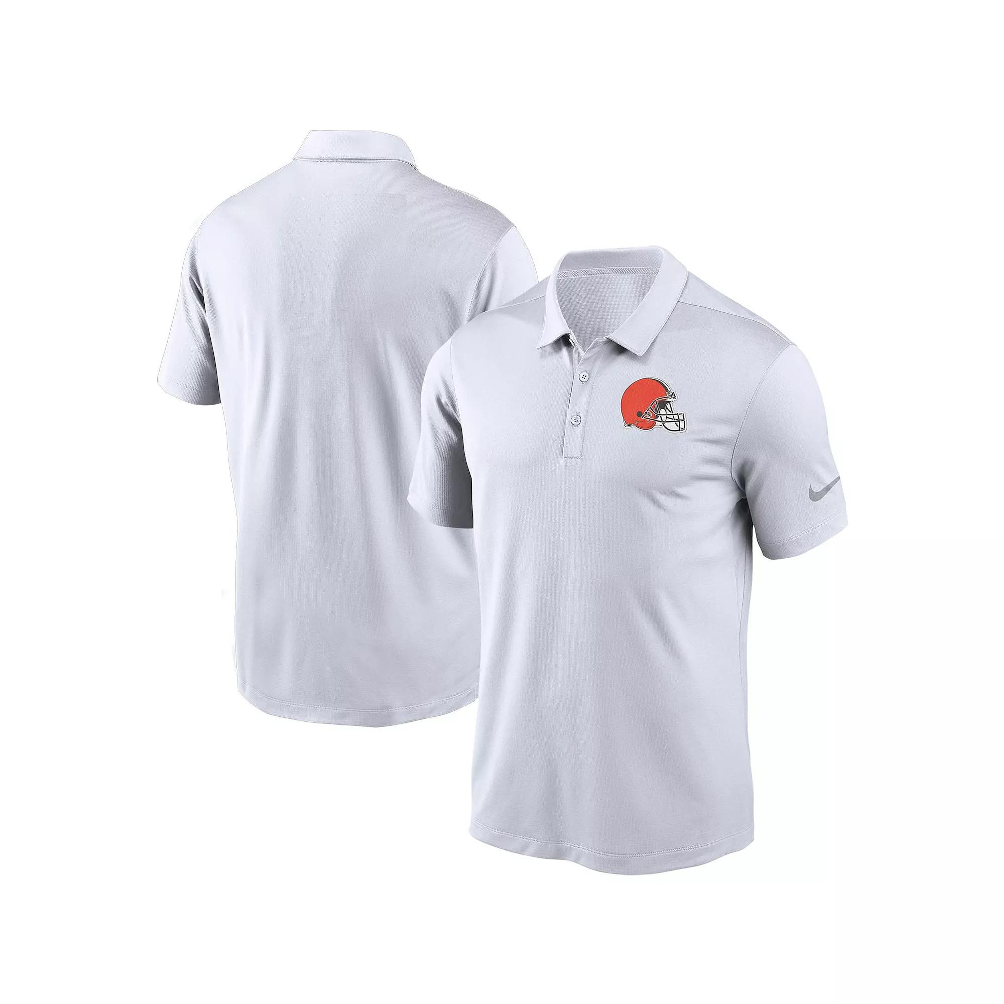 Men's Nike White Cleveland Browns Fan Gear Franchise Heat-Sealed Graphic Team Polo,  Product Image
