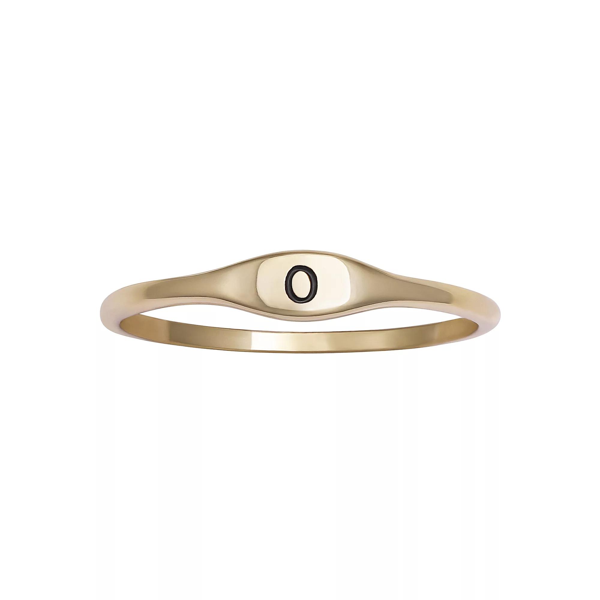 PRIMROSE Polished Oval Oxidized Initial Ring, Womens Gold Tone L Product Image