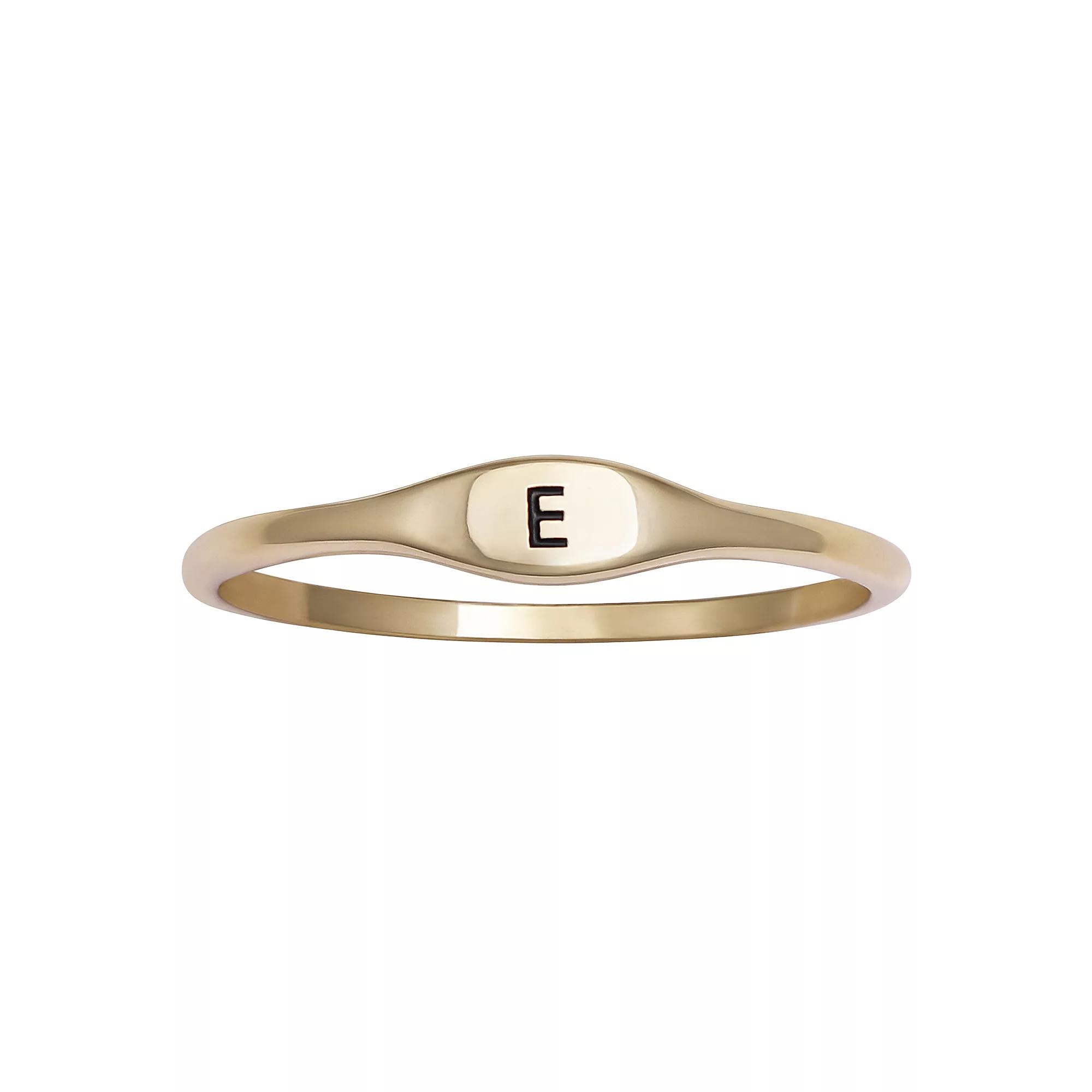 PRIMROSE Polished Oval Oxidized Initial Ring, Womens Gold Tone L Product Image