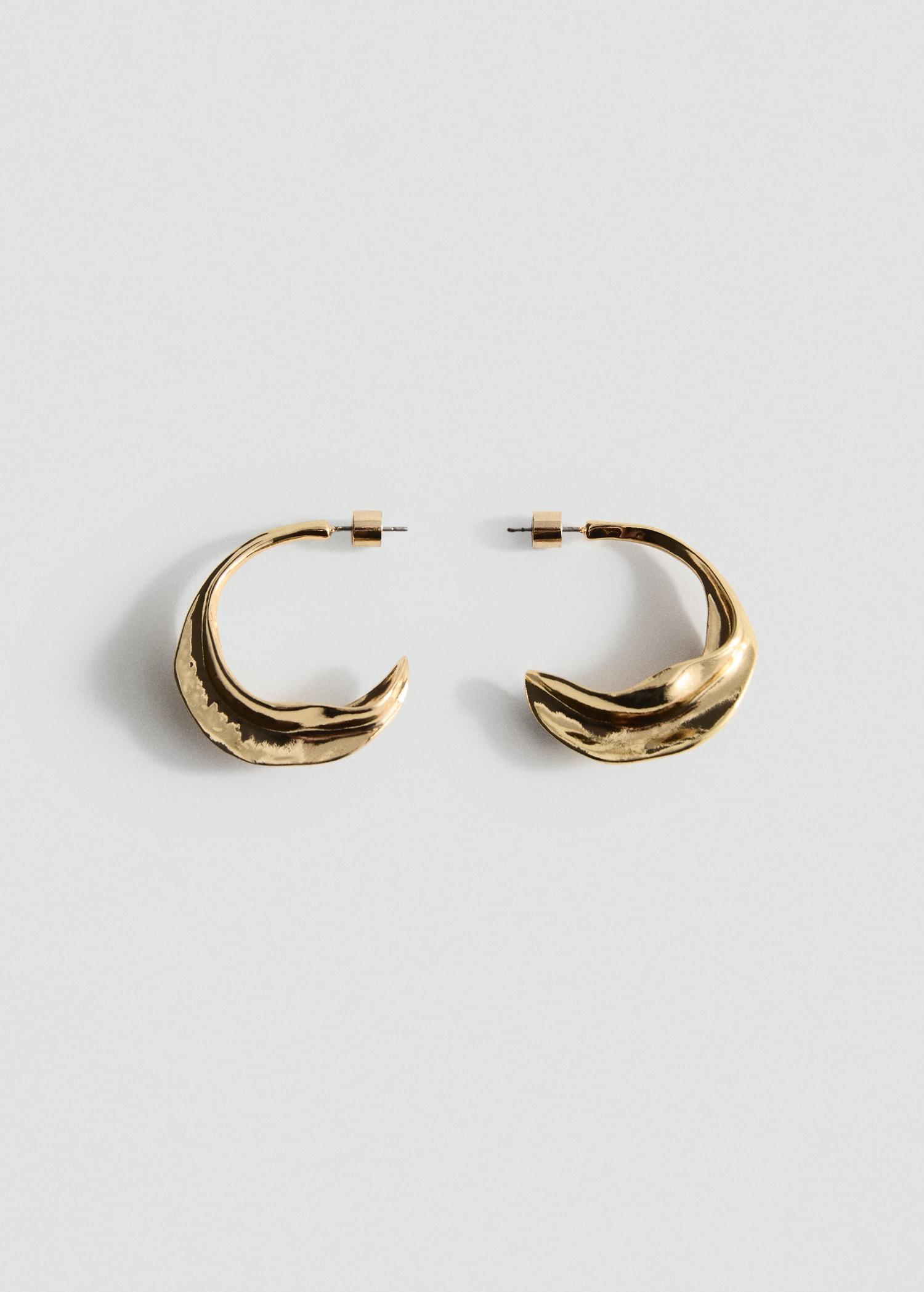 Embossed hoop earrings - Women | MANGO USA Product Image