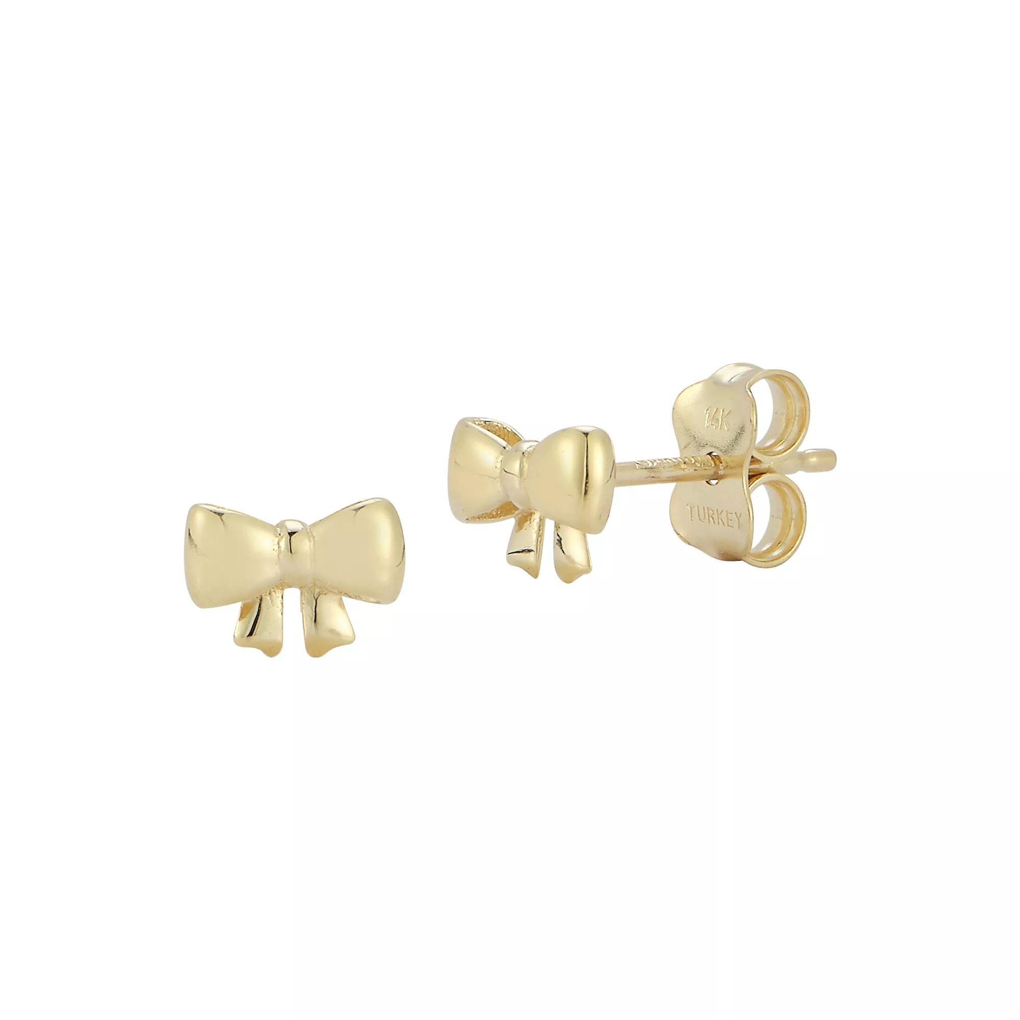 LUMINOR GOLD 14k Gold Bow Stud Earrings, Women's Product Image