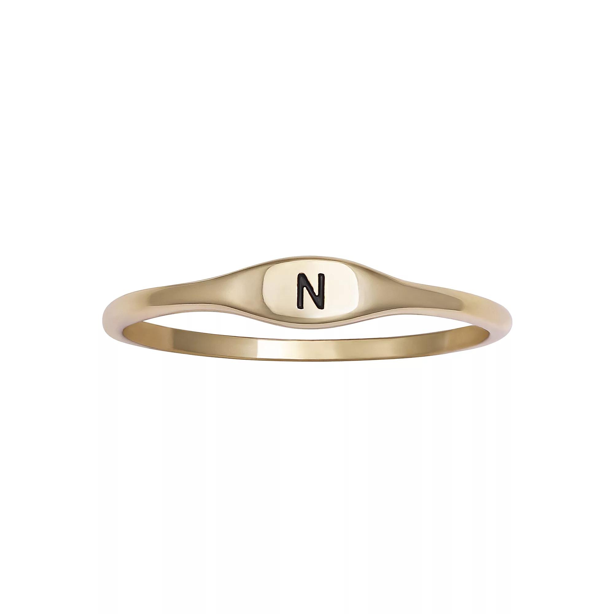 PRIMROSE Polished Oval Oxidized Initial Ring, Womens Gold Tone L Product Image