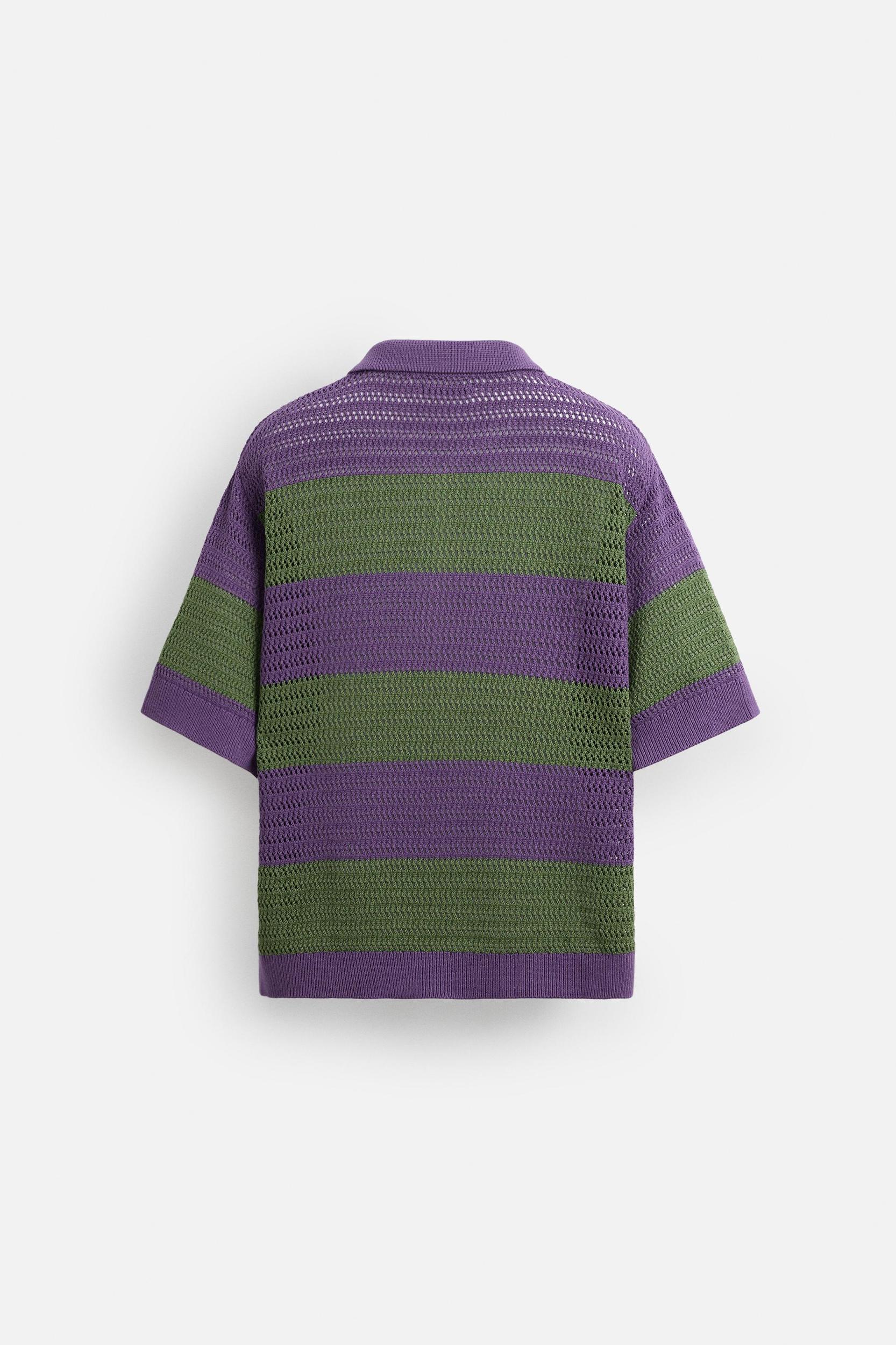 TEXTURED STRIPED KNIT POLO Product Image