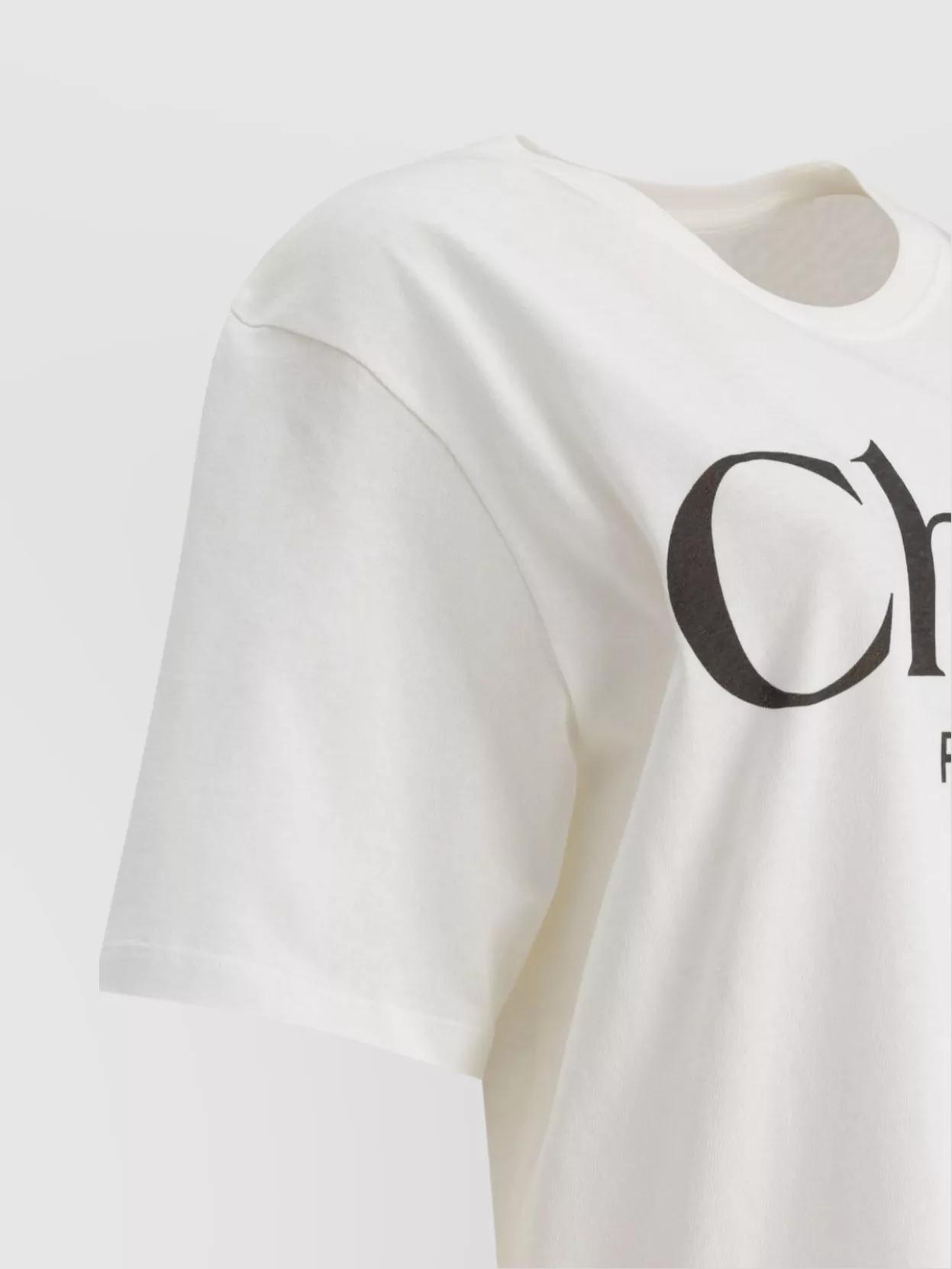 CHLOÉ White Crewneck T-shirt With Logo Print On The Front In Cotton Woman Product Image