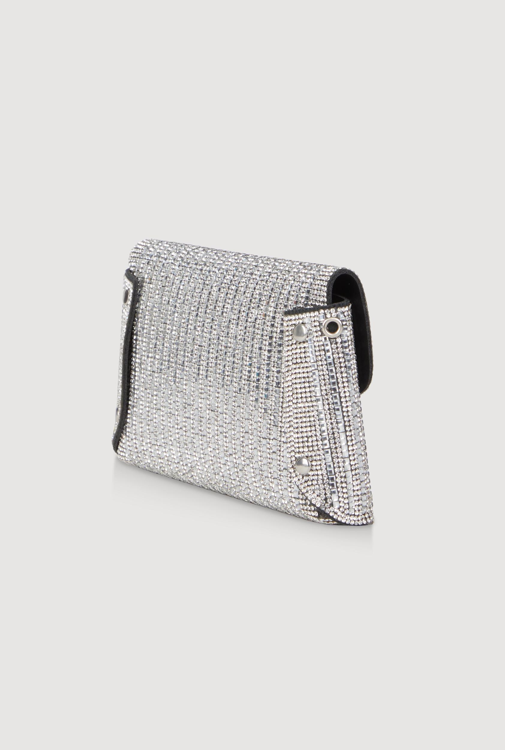 Rhinestone Envelope Clutch Bag with Removable Chain Strap Unisex Product Image