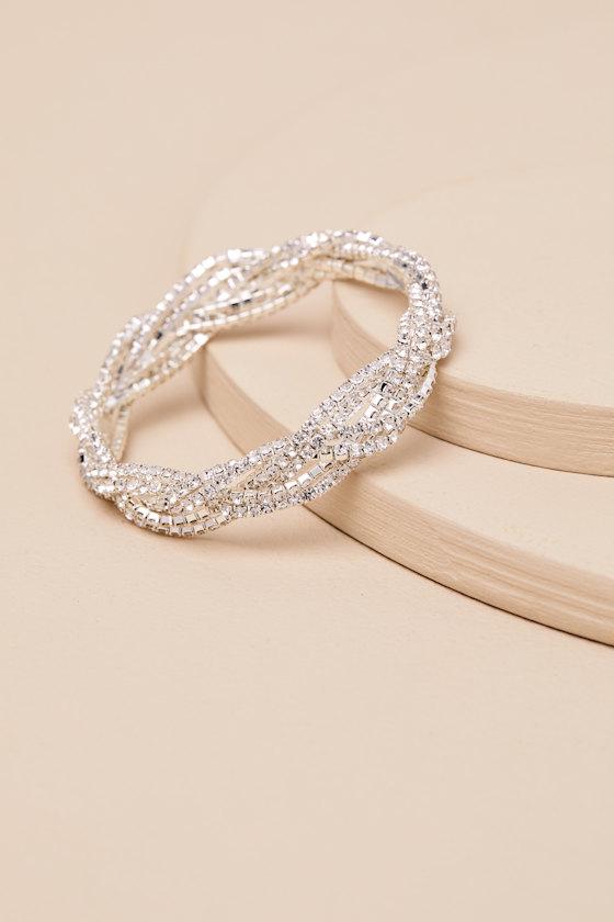 Danlie Silver Rhinestone Braided Bracelet Product Image