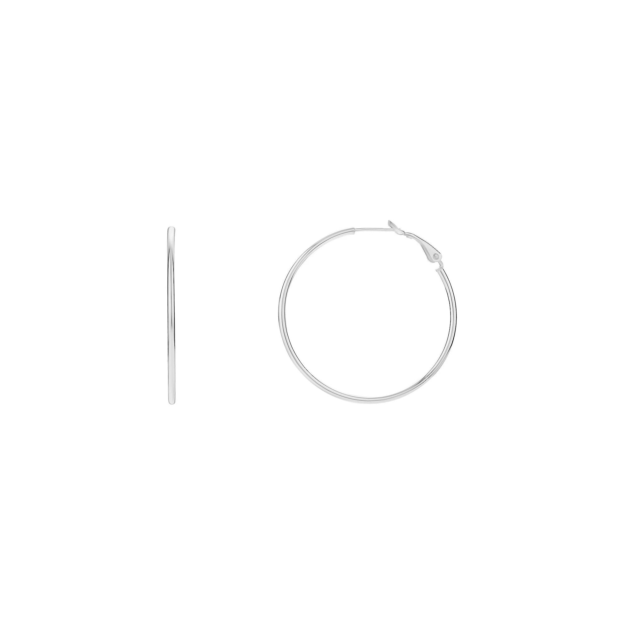 PRIMROSE Sterling Silver Tube Hoop Earrings, Women's, Size: 40 mm Product Image