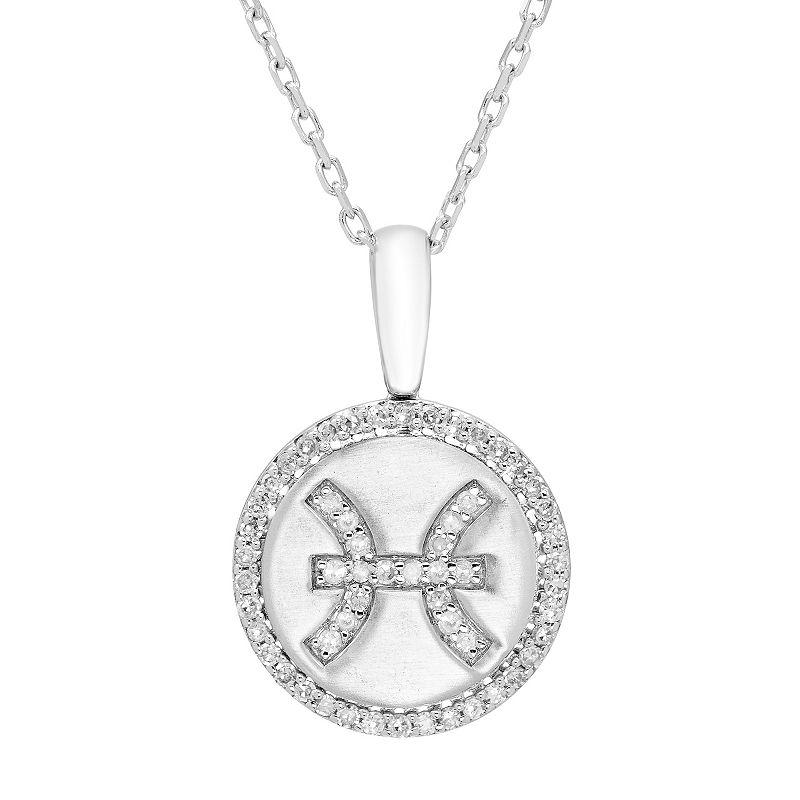 It's Personal Sterling Silver 1/6 Carat T.W. Diamond Zodiac Sign Necklace, Women's, Size: 16-18" ADJ, Cancer Product Image