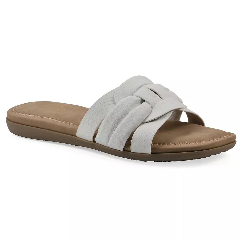 Cliffs by White Mountain Fraley Women's Slide Sandals, Size: 8.5, White Embossed Product Image