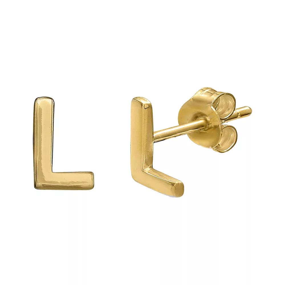 PRIMROSE Sterling Silver Initial Stud Earrings, Women's, Gold Tone C Product Image