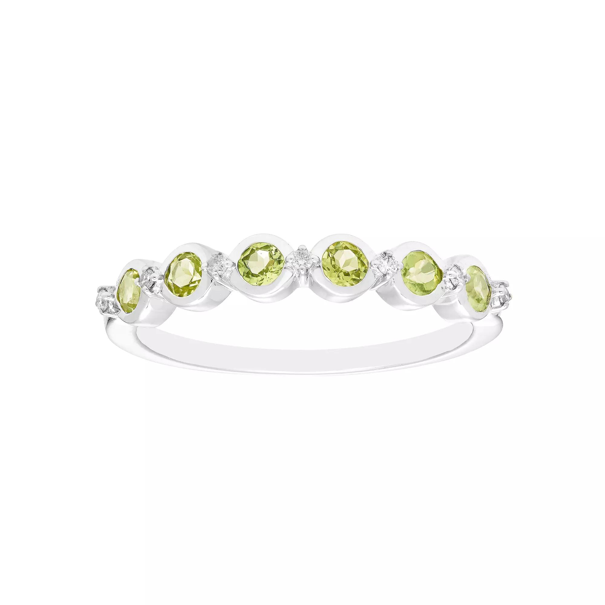 Boston Bay Diamonds Sterling Silver Gemstone & 1/10 Carat T.W. Diamond Stacking Ring, Women's,  Product Image