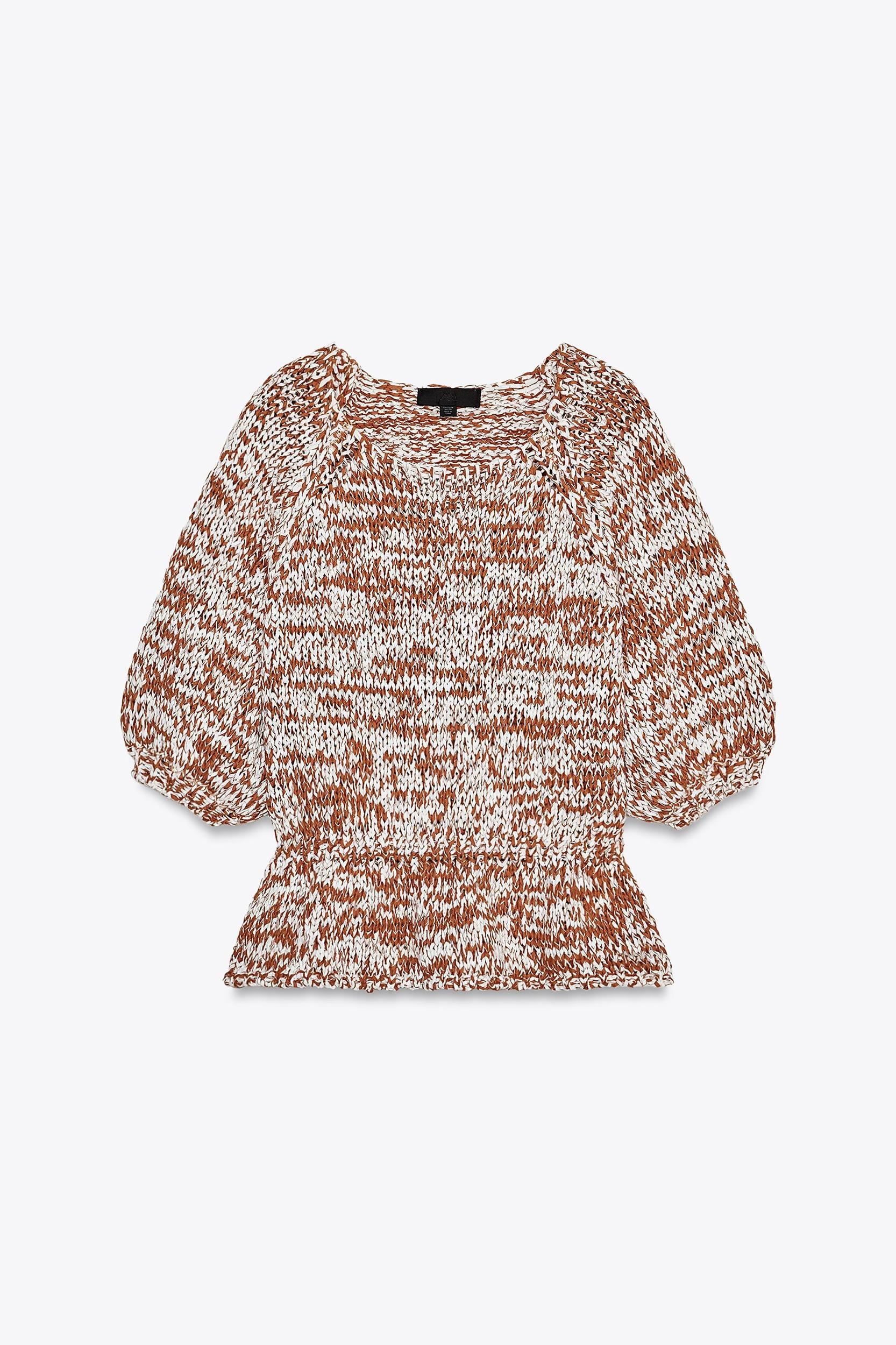 COMBINATION KNIT PEPLUM TOP Product Image