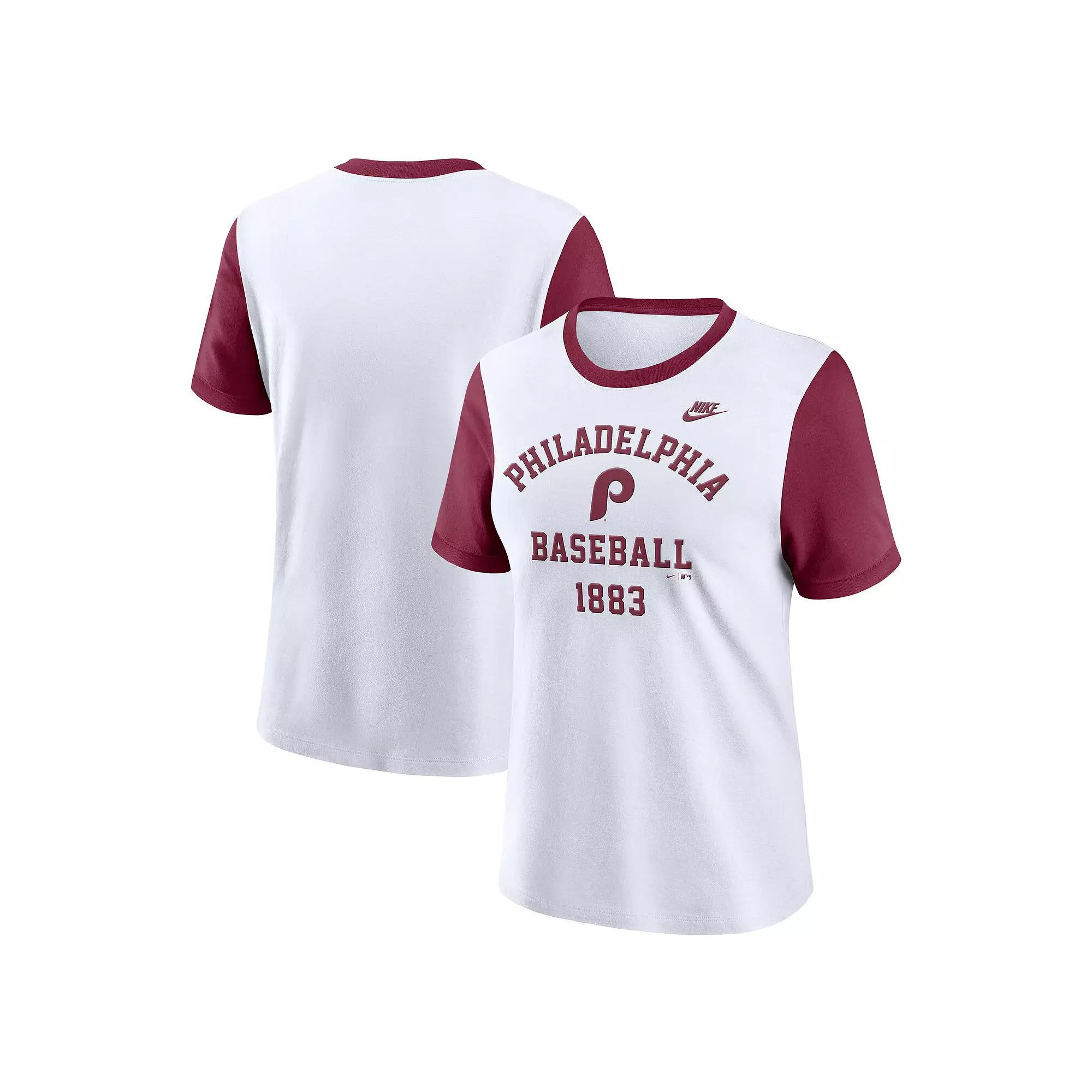 Women's Nike  White Philadelphia Phillies Tri-Blend Cooperstown Logo T-Shirt, Size: XL Product Image