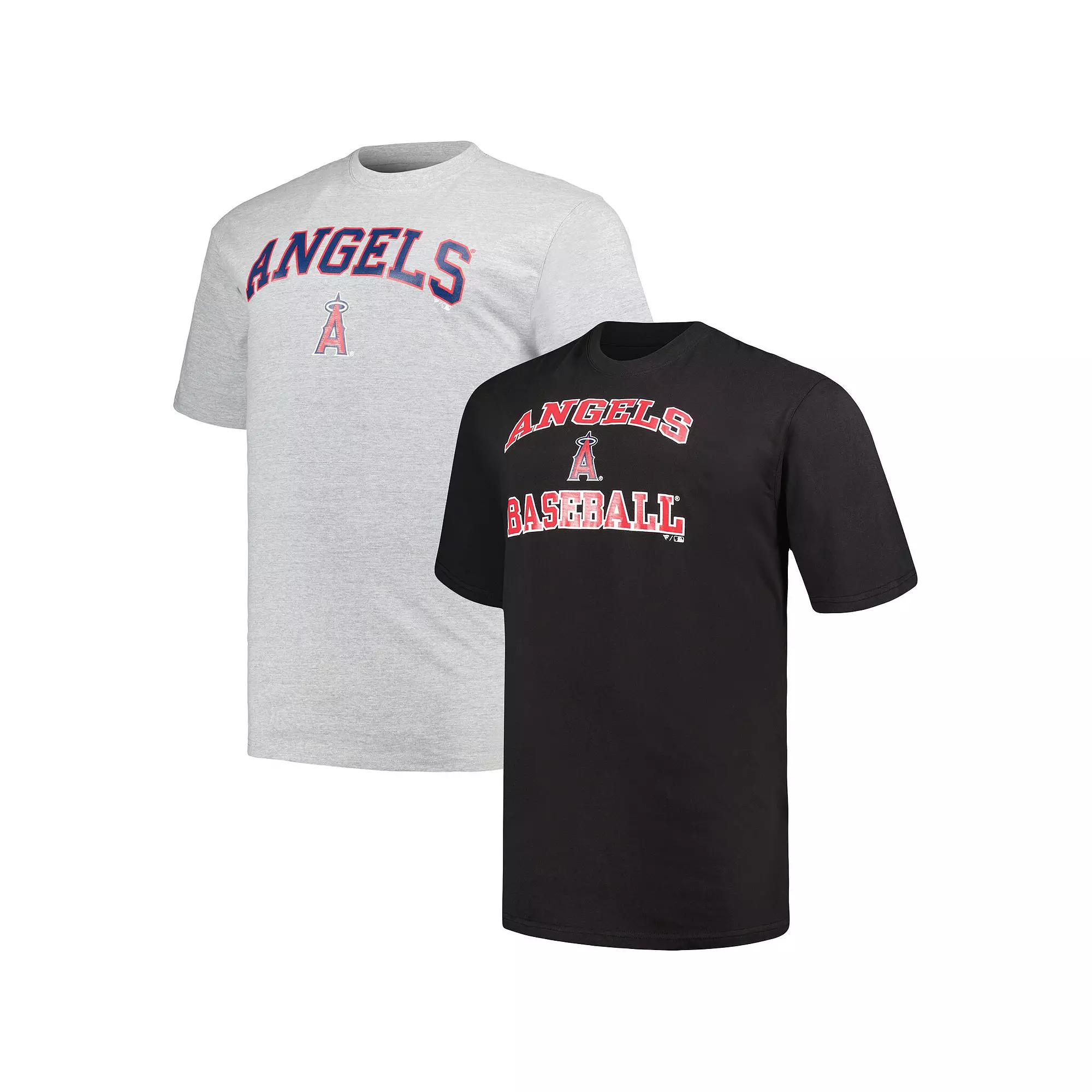 Men's Profile Black/Heather Gray Los Angeles Angels Big & Tall T-Shirt Combo Pack,  Product Image