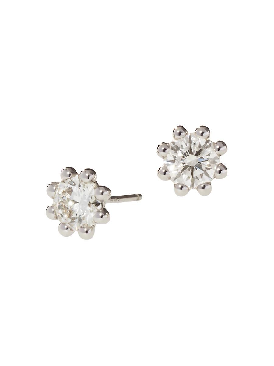 Womens Beaded 18K & Latitude Lab-Grown Diamond Medium Stud Earrings Product Image