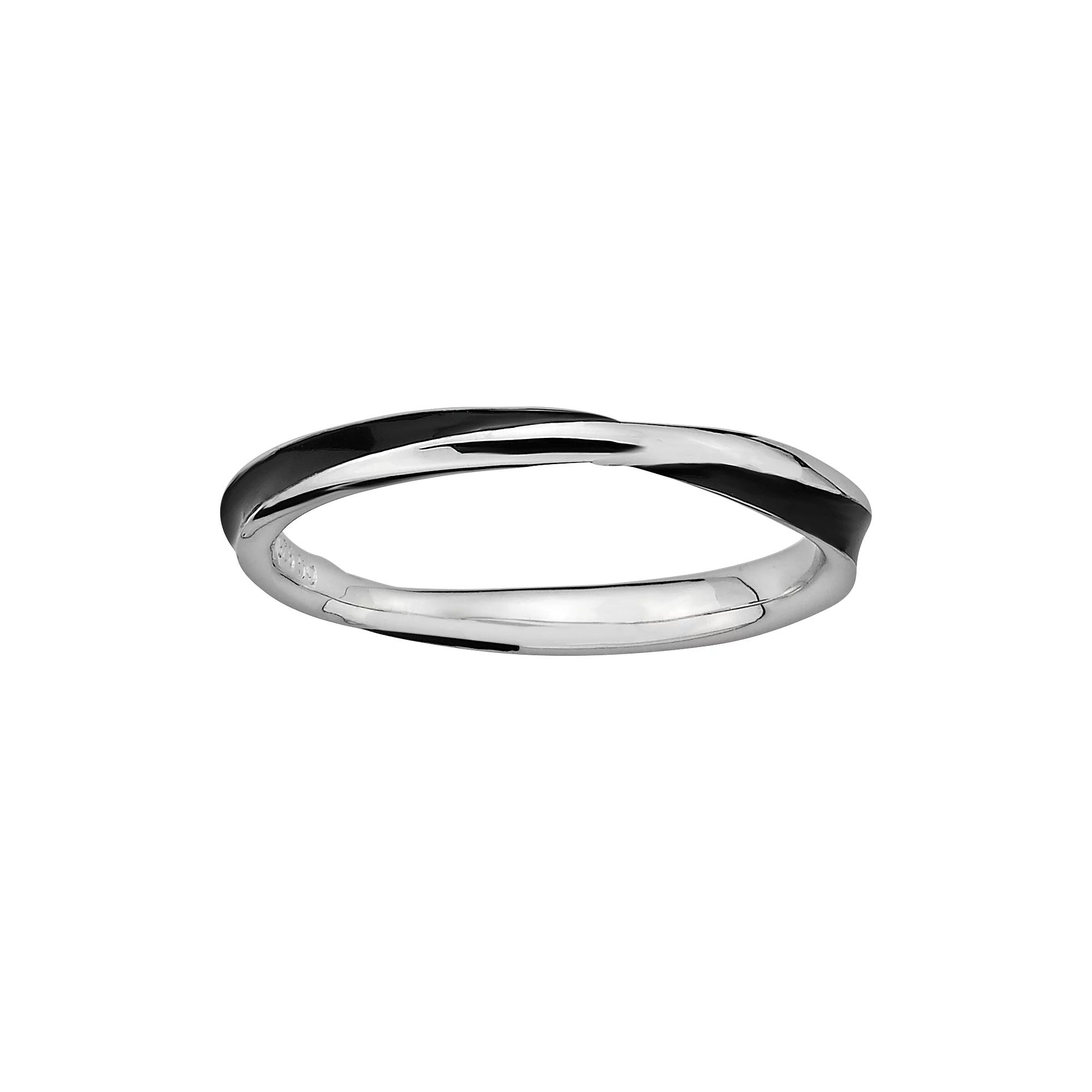 Stacks & Stones Sterling Silver Black Enamel Twist Stack Ring, Women's, Size: 9 Product Image