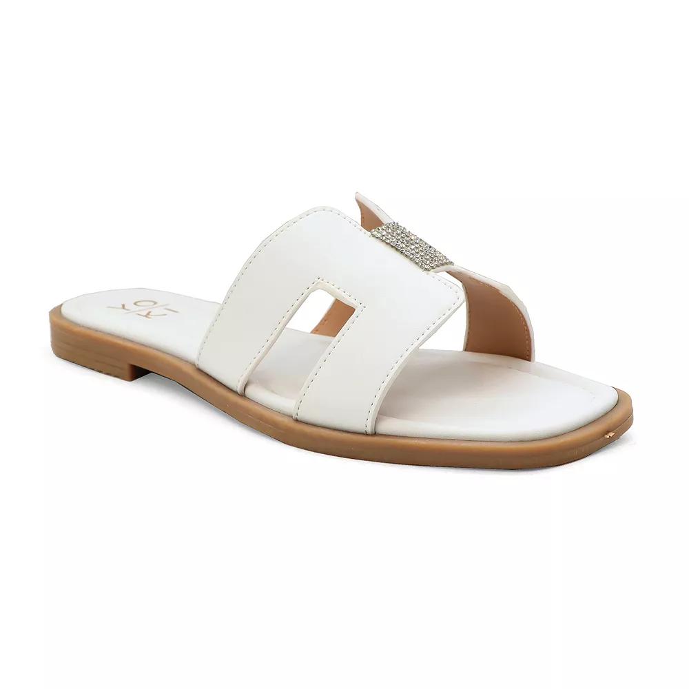 Yoki Women's H-Band Upper Flat Sandal, Size: 8 Medium, White Product Image