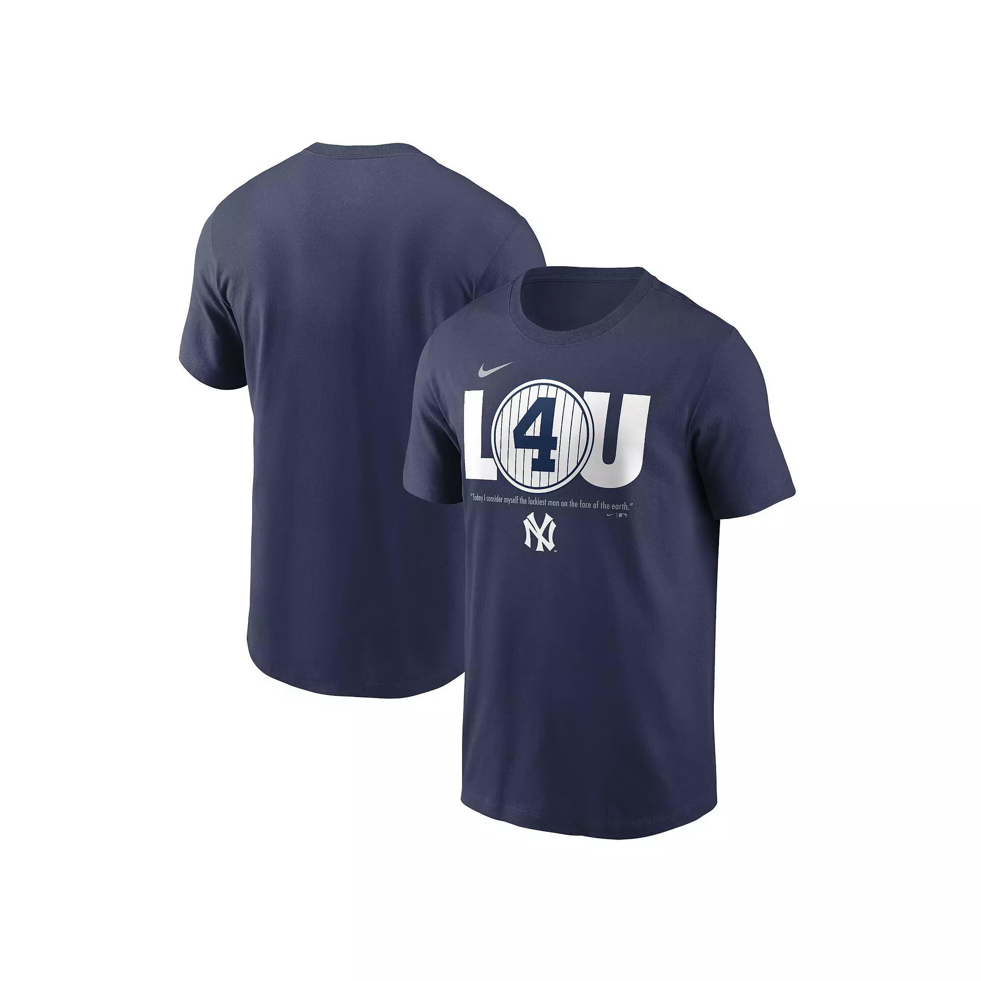Men's Nike Lou Gehrig Navy New York Yankees Cooperstown Collection Lou Gehrig Day Retired Number T-Shirt, Size: Small, Blue Product Image