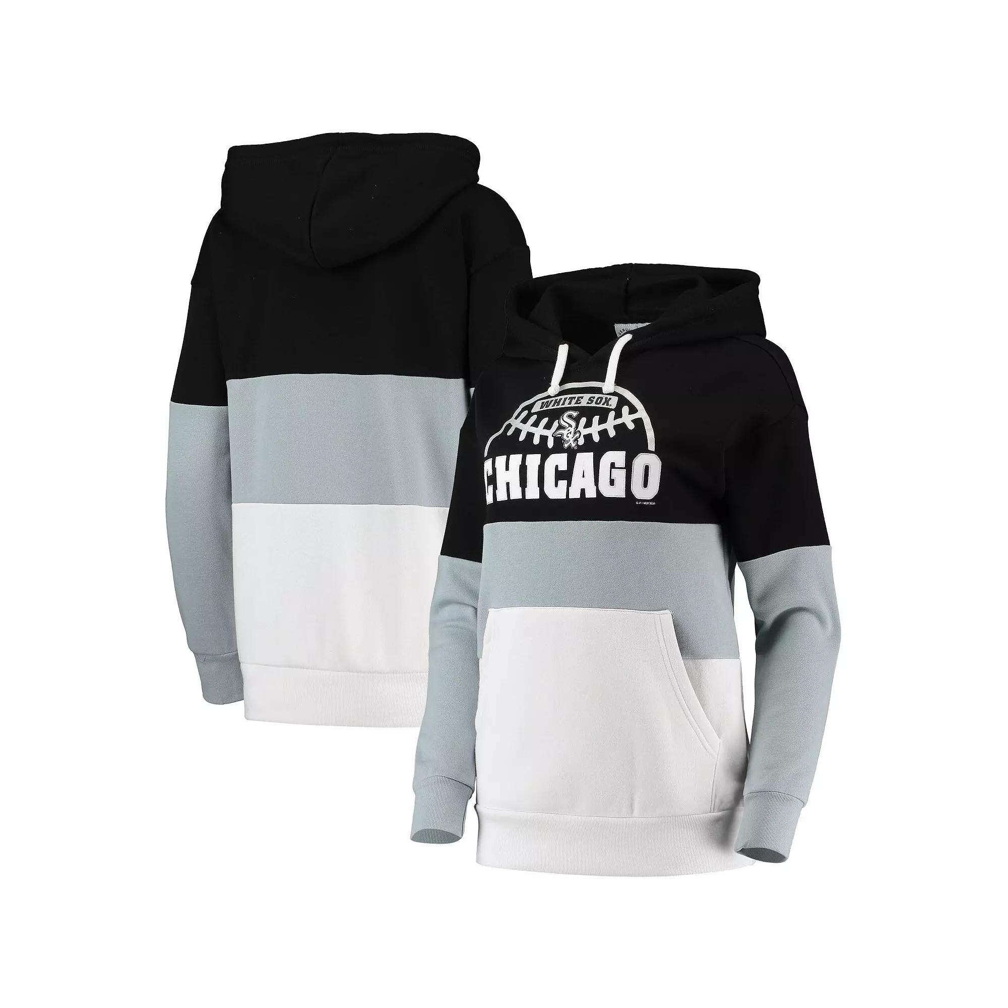 Women's G-III Sports by Carl Banks Black/Gray Chicago White Sox Block and Tackle Colorblock Pullover Hoodie, Size: Medium Product Image