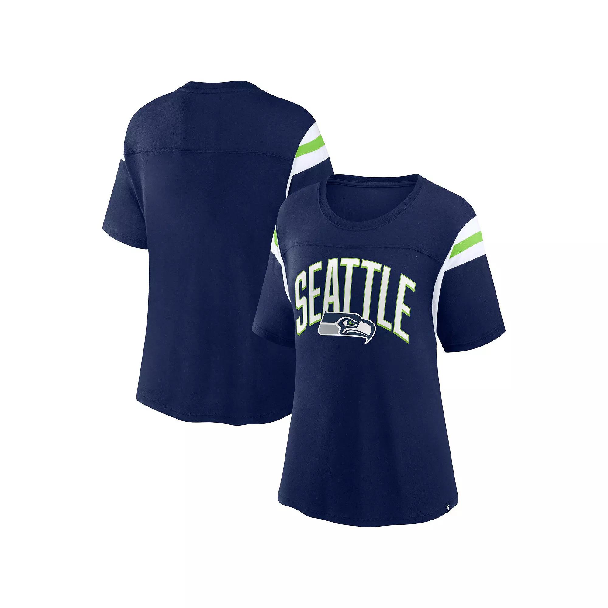 Women's Fanatics Branded College Navy Seattle Seahawks Earned Stripes T-Shirt,  Product Image