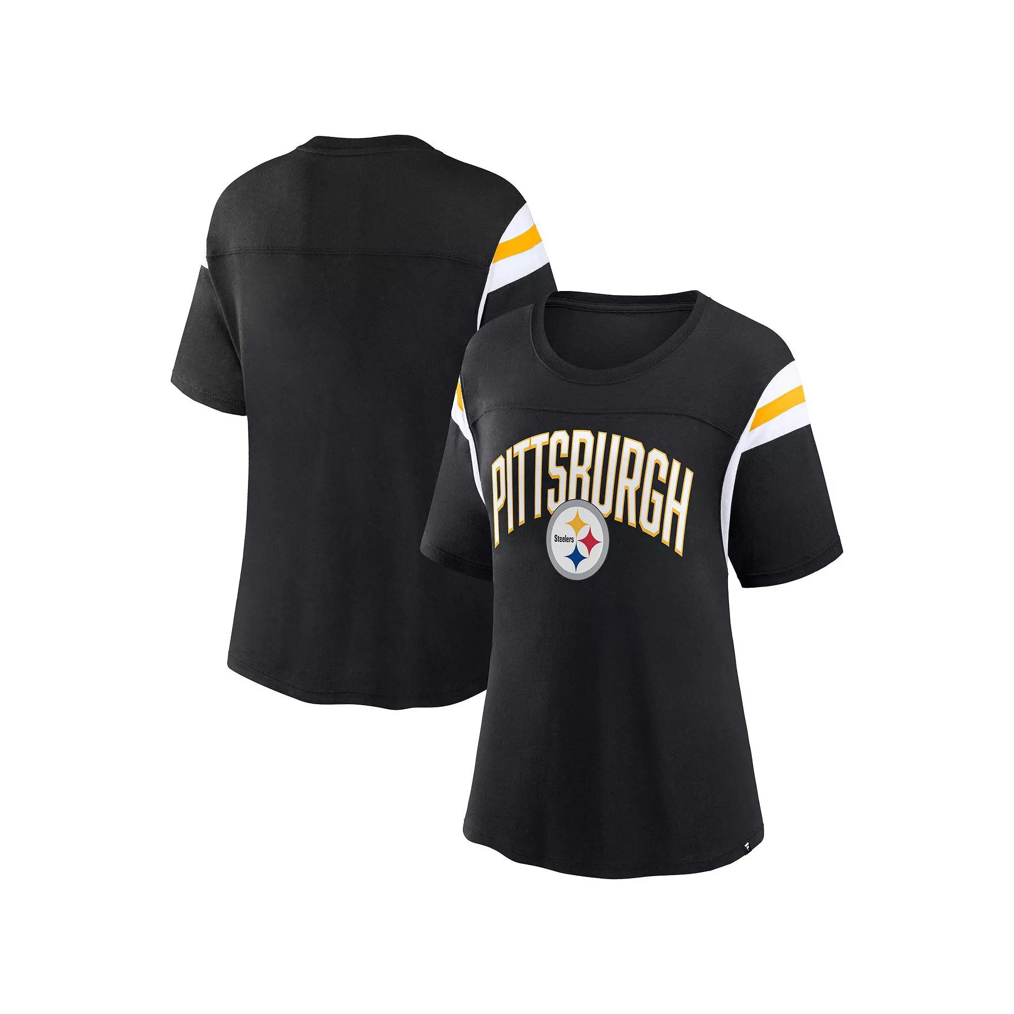 Women's Fanatics Branded Black Pittsburgh Steelers Earned Stripes T-Shirt, Size: XS Product Image