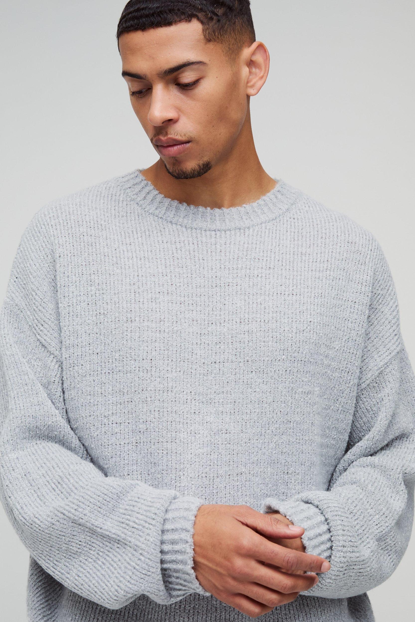 Oversized Boucle Knitted Sweater | boohooMAN USA Product Image