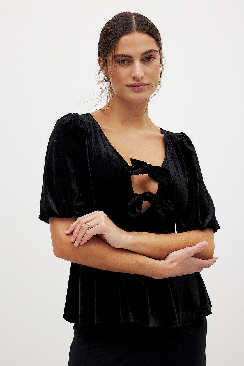 Puff Sleeve Velvet Top Product Image