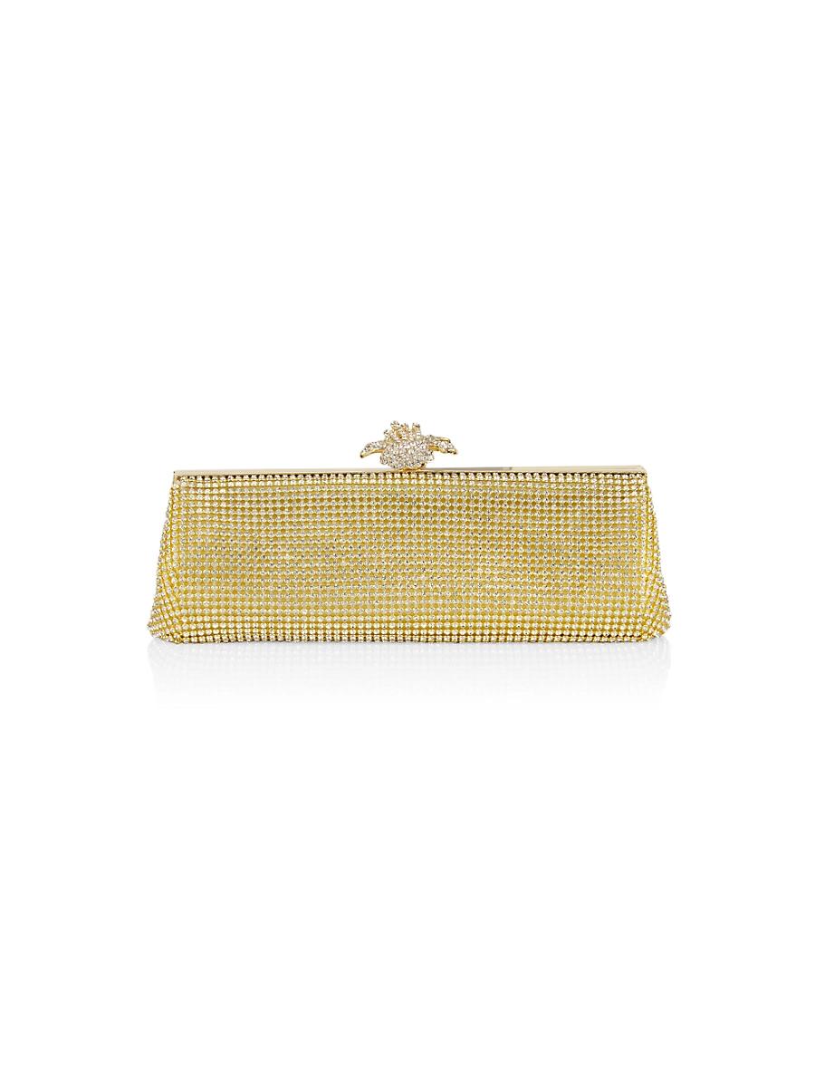 Womens Flower Crystal Mesh Clutch Product Image