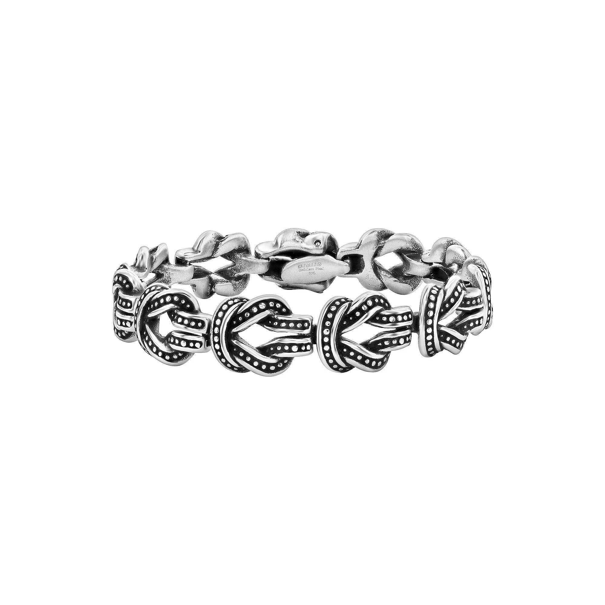 Metallo Men's Oxidized Stainless Steel Knot Bracelet, Size: 8.5" Product Image