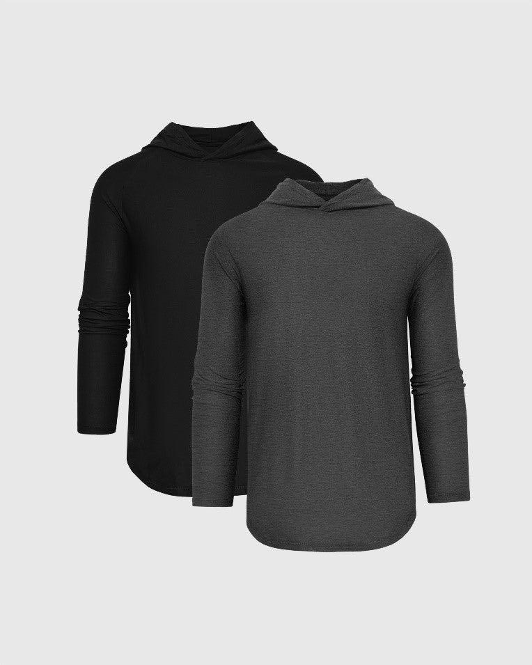 Black & Charcoal Gray Active Long Sleeve Hoodie 2-Pack Product Image