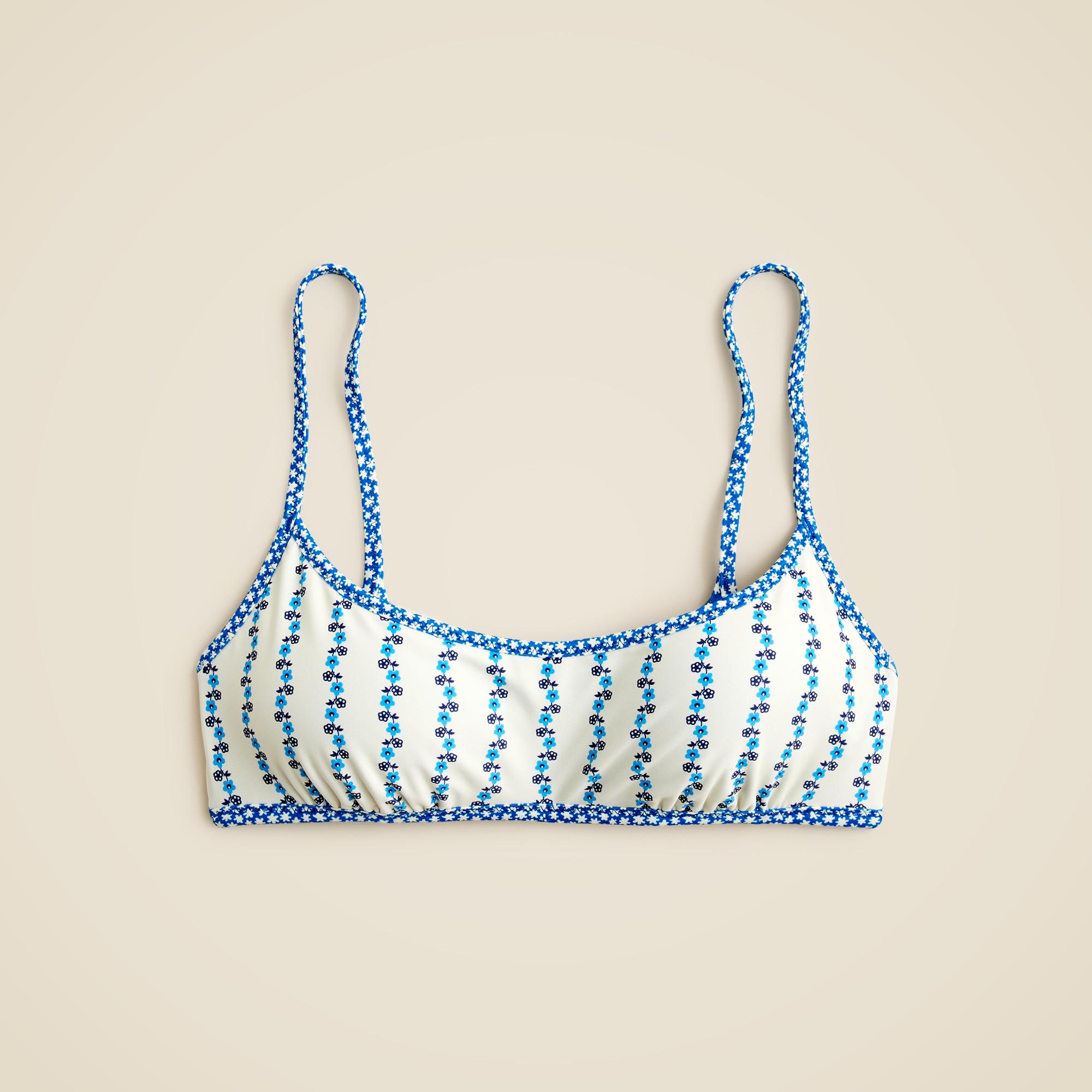 Scoopneck bikini top in floral-stripe print Product Image