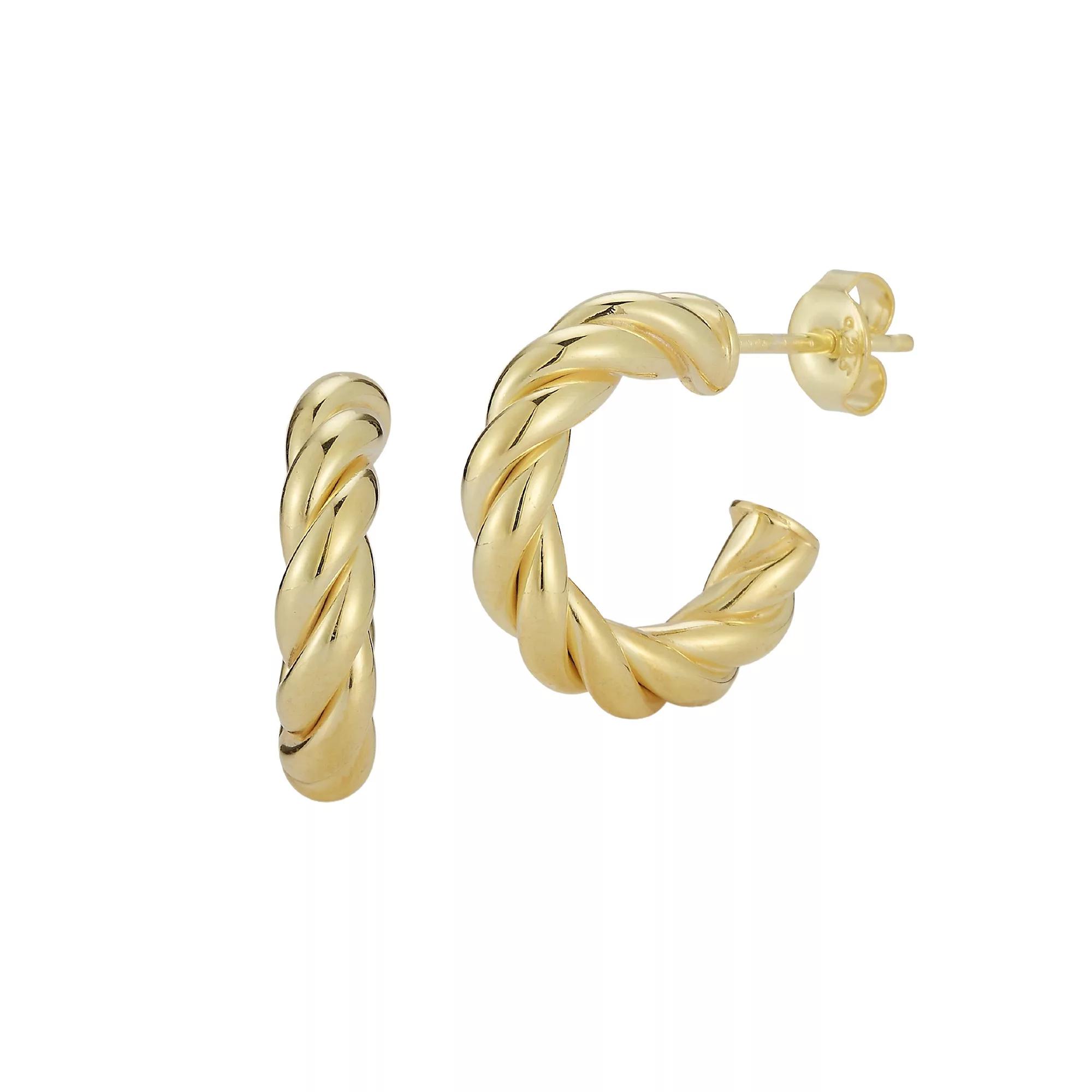 Sunkissed Sterling Small Twist Hoop Earrings, Women's, Gold Tone Product Image