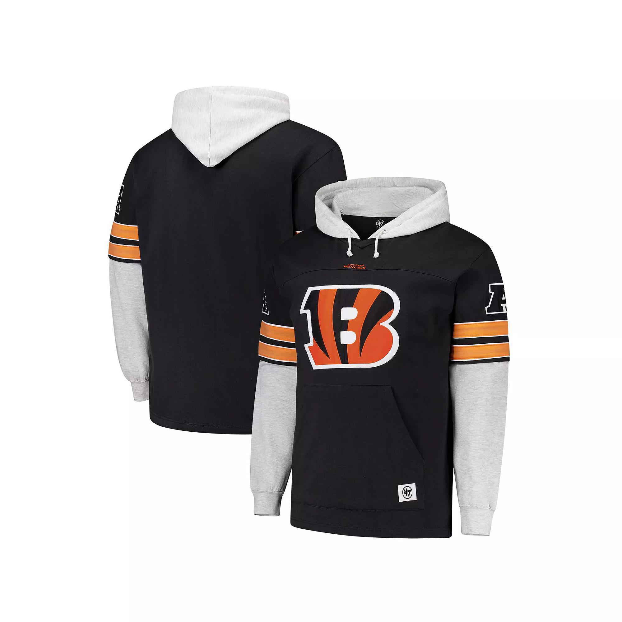 Men's '47 Black Cincinnati Bengals Big & Tall Lacer Pullover Hoodie,  Product Image