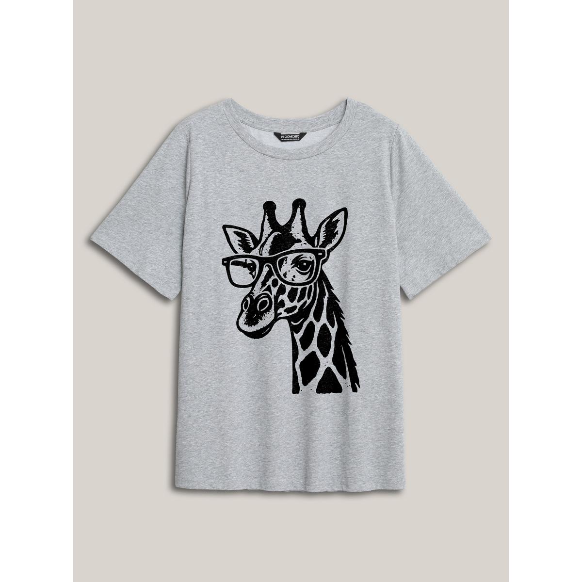 Plus Size American Flag Round Neck T-Shirt Mediumgray Women Leisure Non Country Round Neck Casual T-shirts BloomChic 22-24/3X Product Image