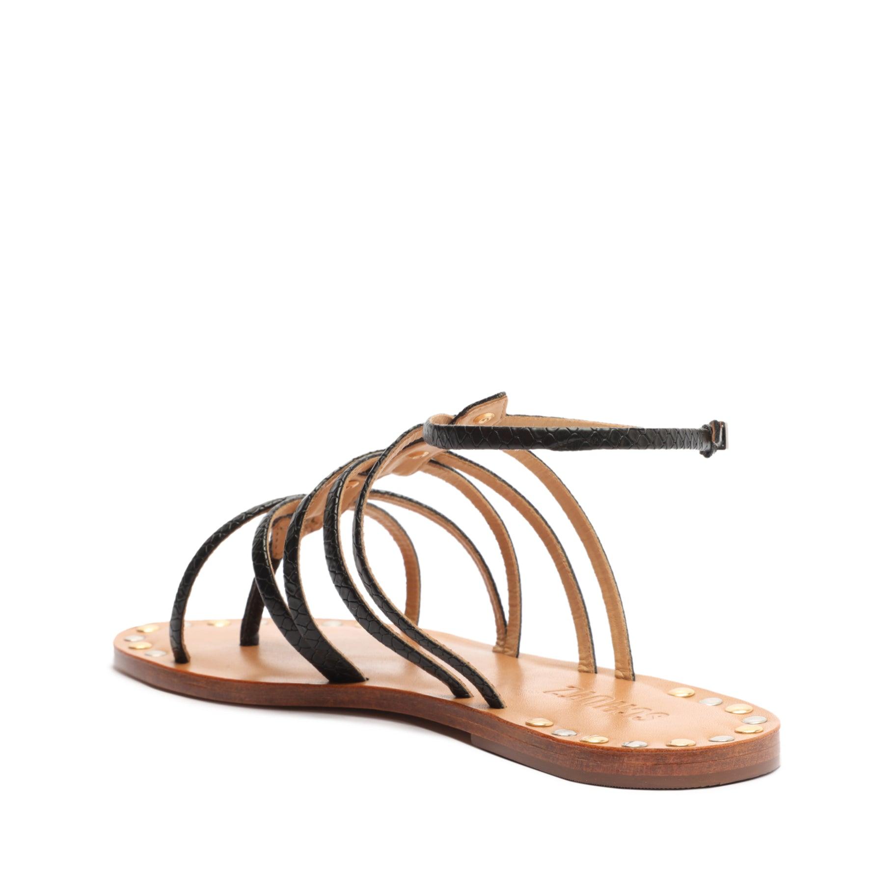 Malaya Casual Snake-Embossed Leather Sandal Product Image