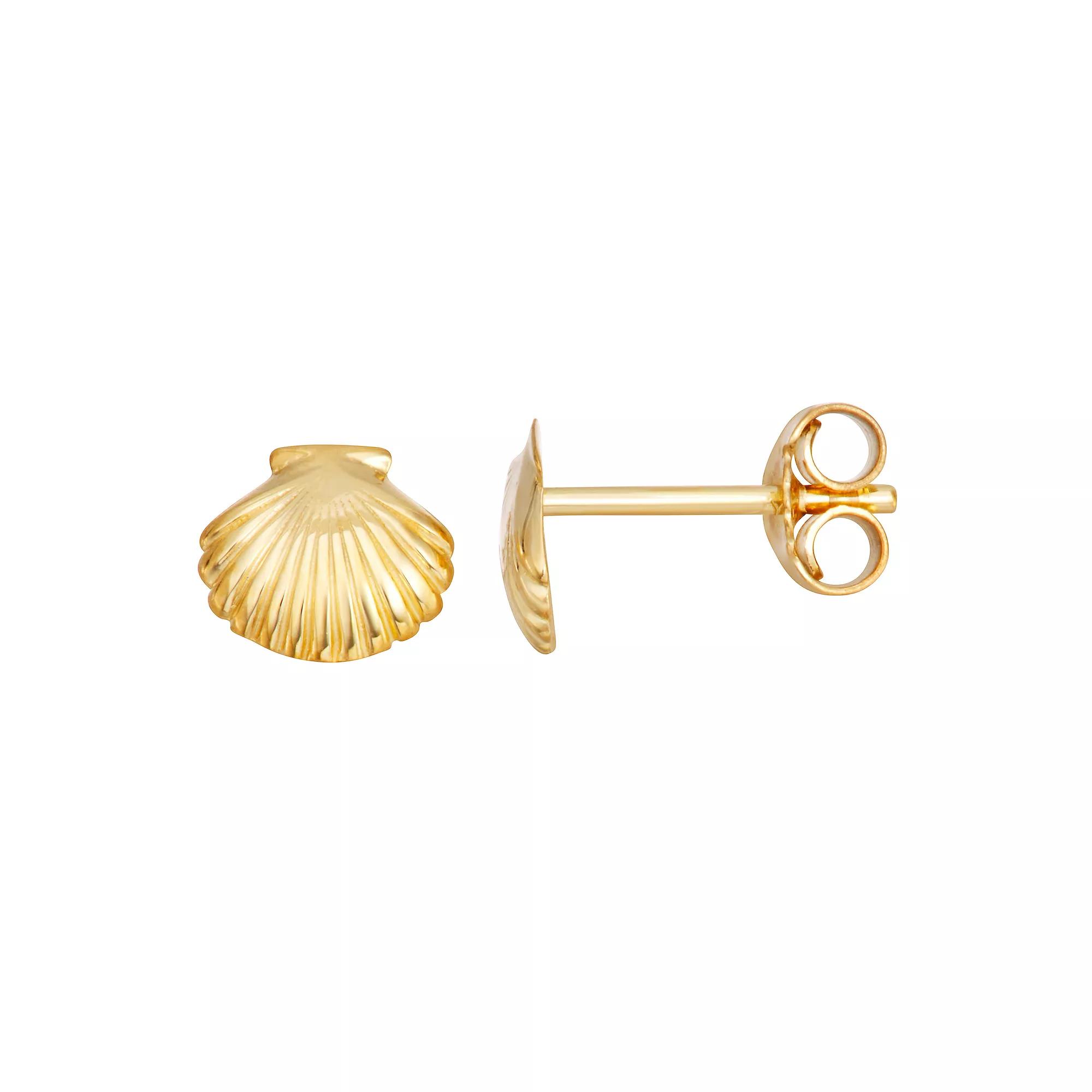 Au Naturale 14k Yellow Gold Shell Stud Earrings, Women's, 14k Gold Product Image
