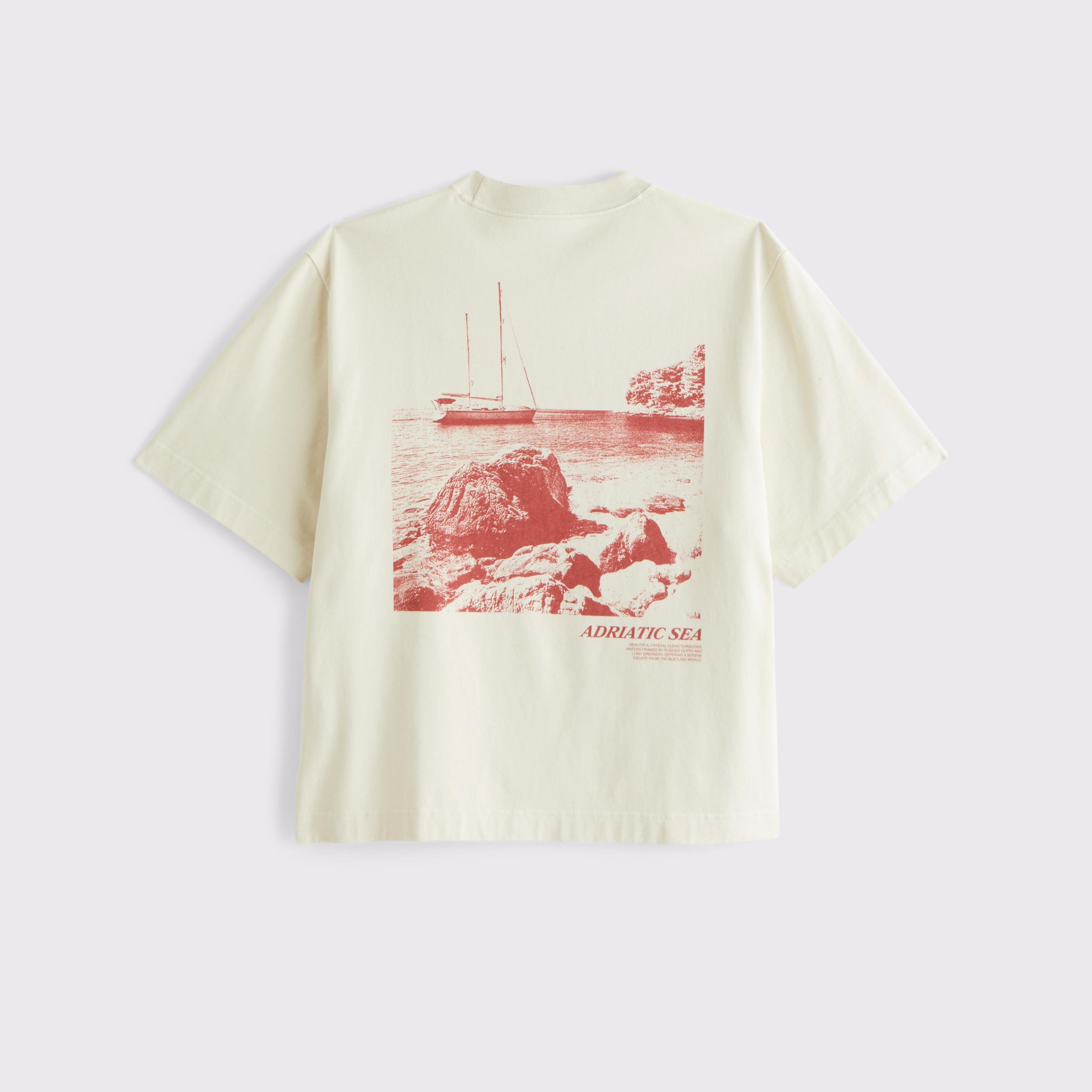 Premium Heavyweight Cropped Adriatic Sea Graphic Tee Product Image