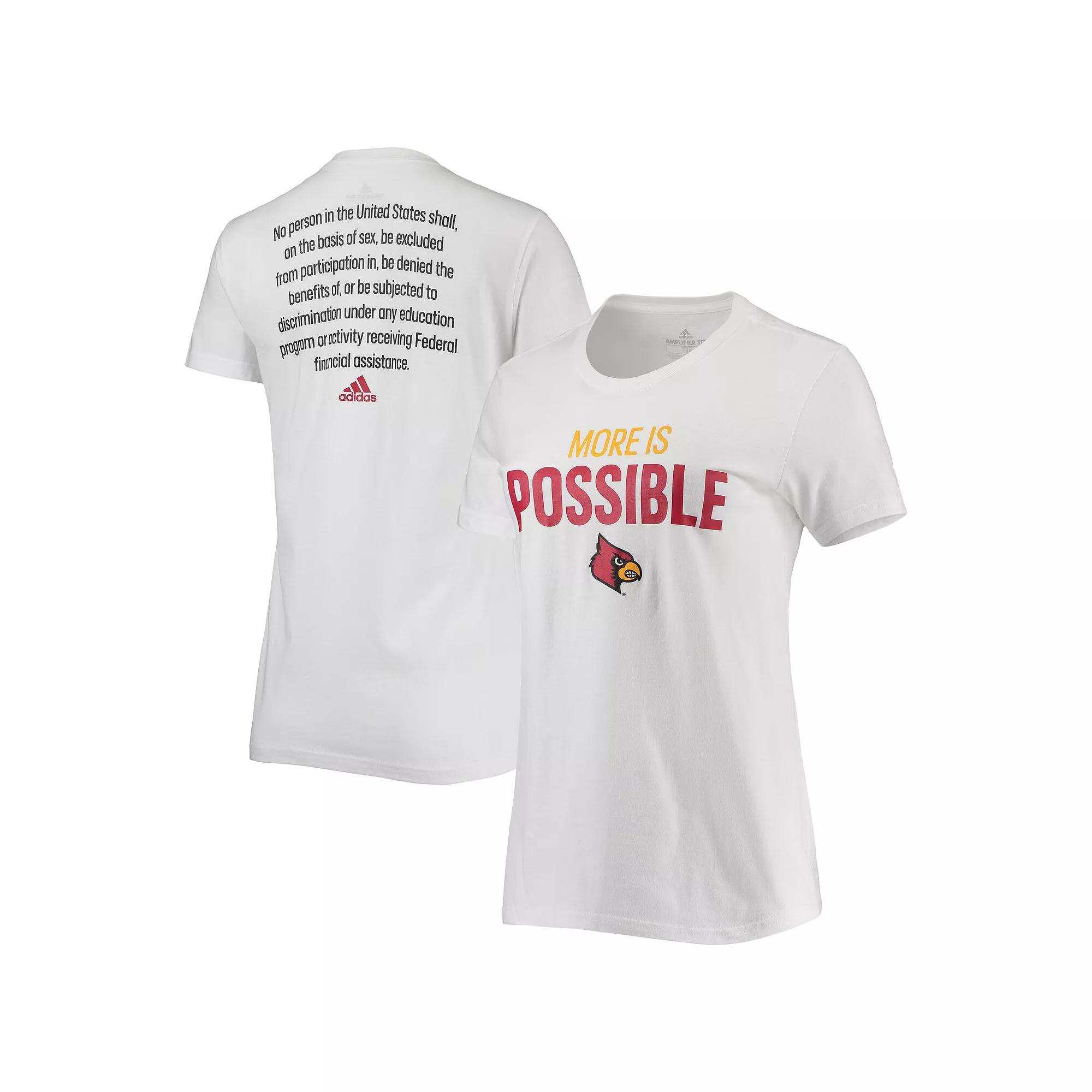 Women's adidas White Louisville Cardinals More Is Possible T-Shirt, Size: Medium Product Image