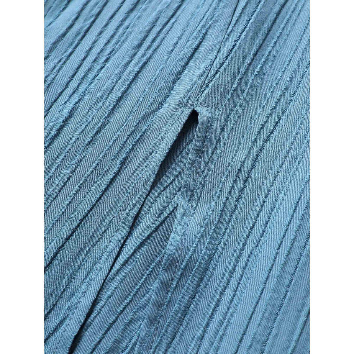 Plus Size Solid Plisse Pocket Paperbag Waist Skirt Women Stone Casual Non No stretch Slanted pocket Everyday Skirts BloomChic 12/L Product Image