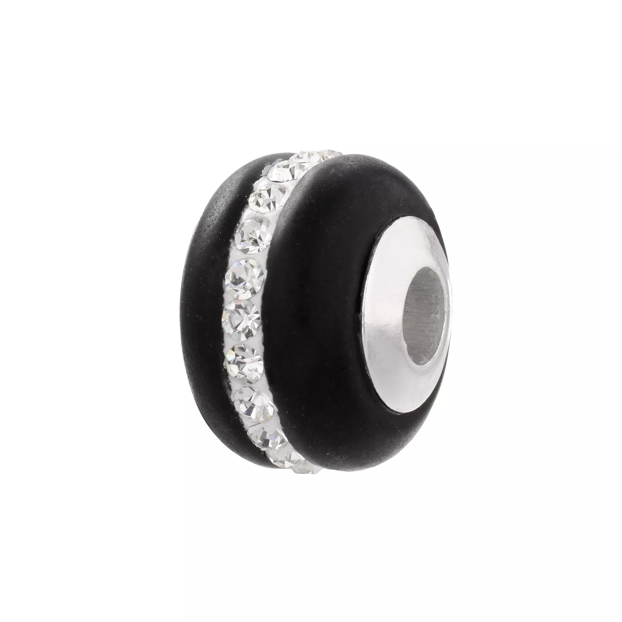 Individuality Beads Sterling Silver Crystal Striped Glass Bead, Women's, Black Product Image