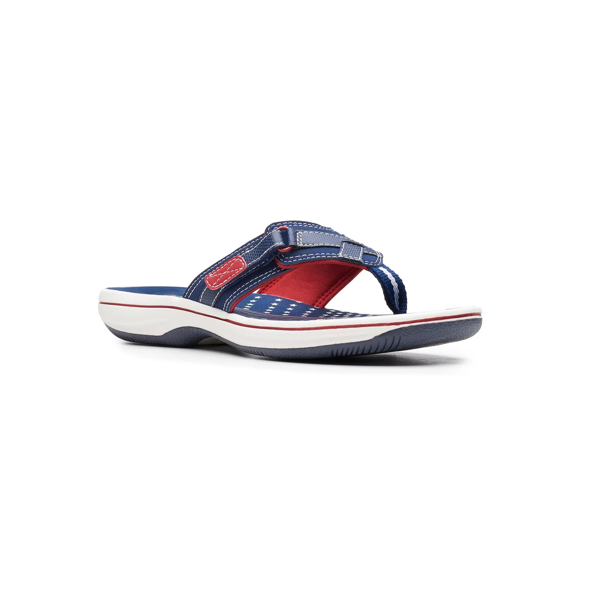 Clarks® Breeze Sea Cloudstepper Women's Flip Flop Sandals, Size: 7, Blue Red Product Image