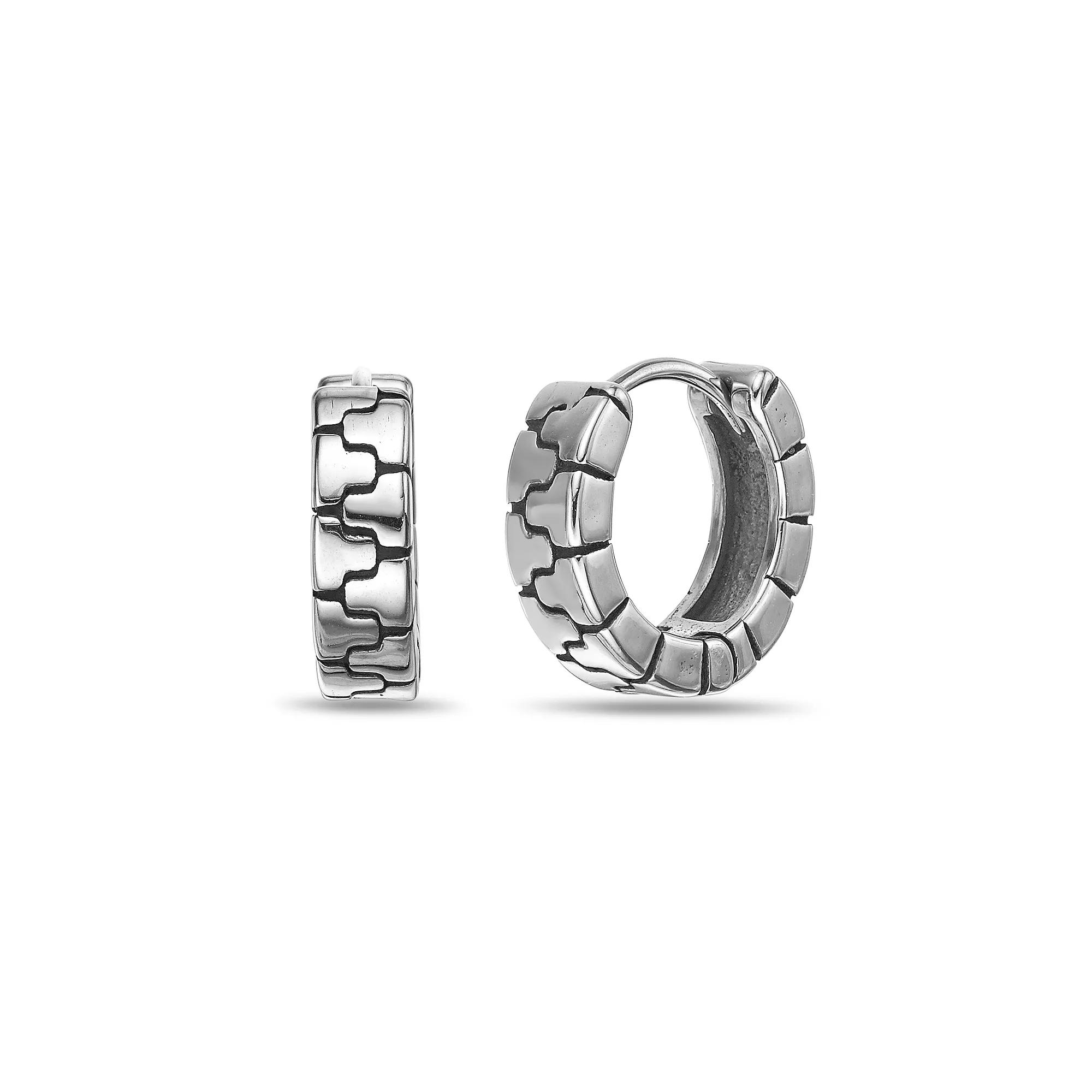 Men's LYNX Stainless Steel Hoop Earrings Product Image