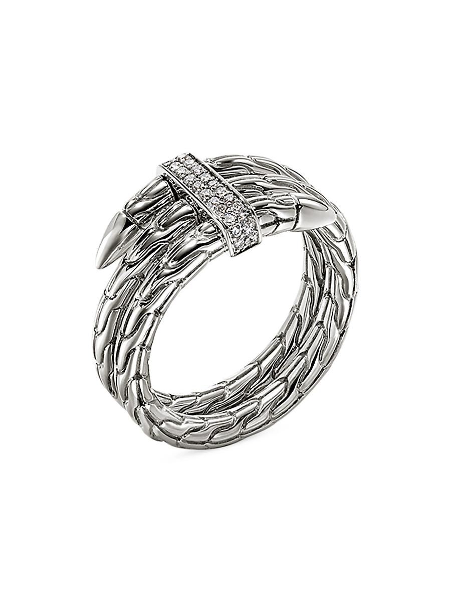 John Hardy Sterling Silver Spear Diamond Coil Ring Product Image
