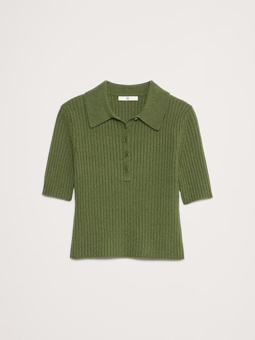 Ribbed Cropped Sweater Polo Product Image
