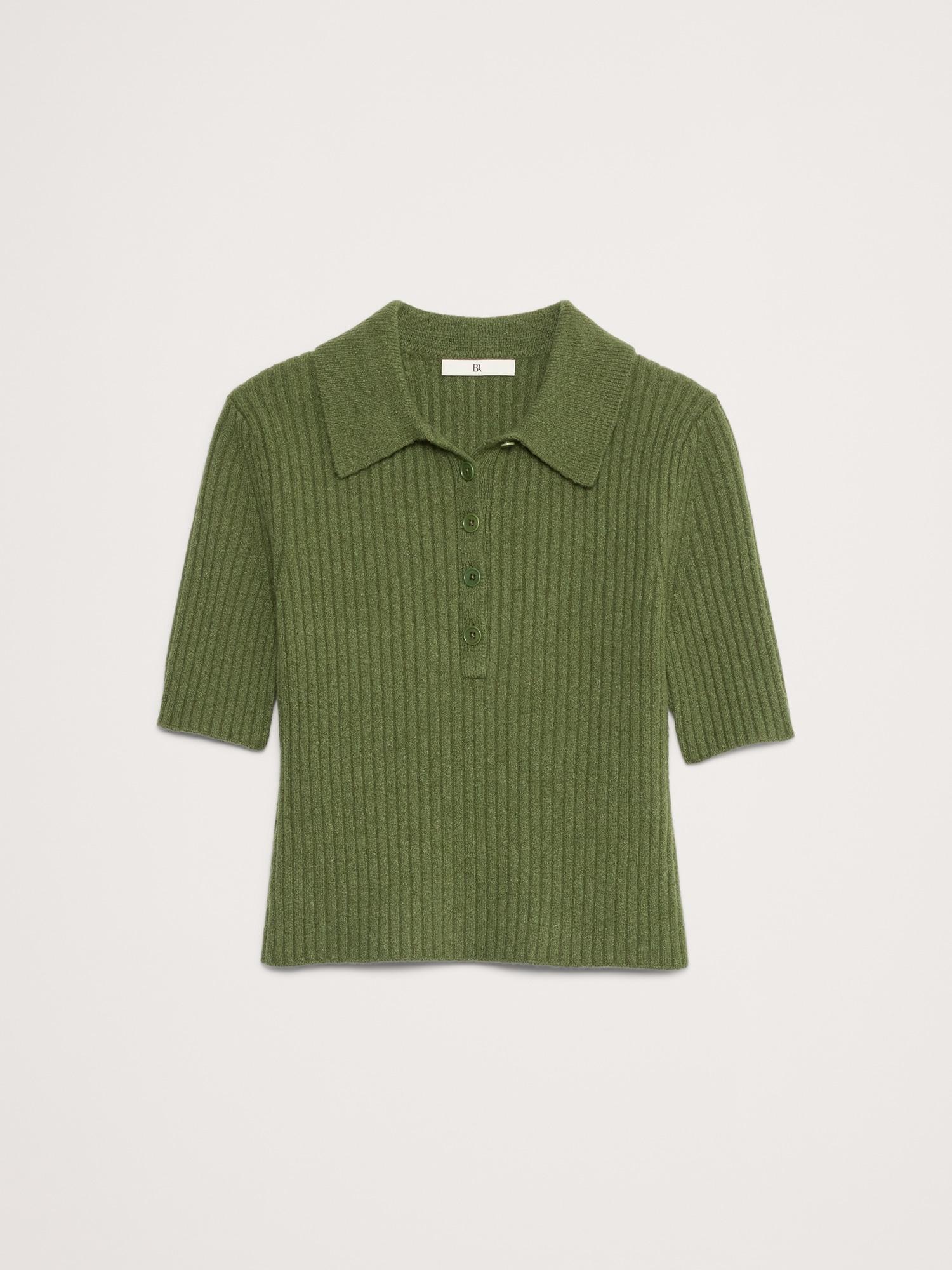 Ribbed Cropped Sweater Polo Product Image