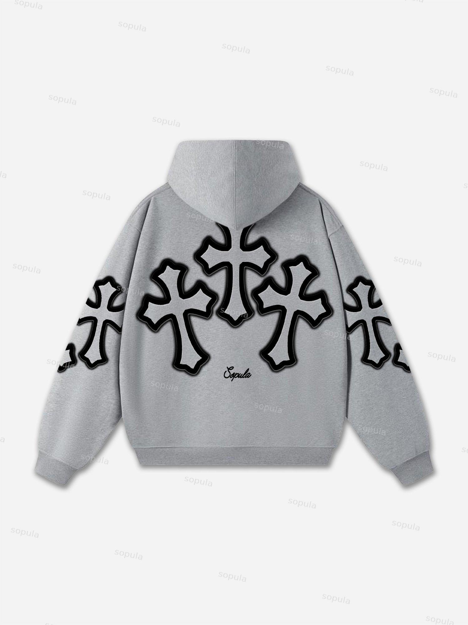 Sopula Retro Streetwear Studded Fur Collar Oversized Zip-up Hoodie Product Image